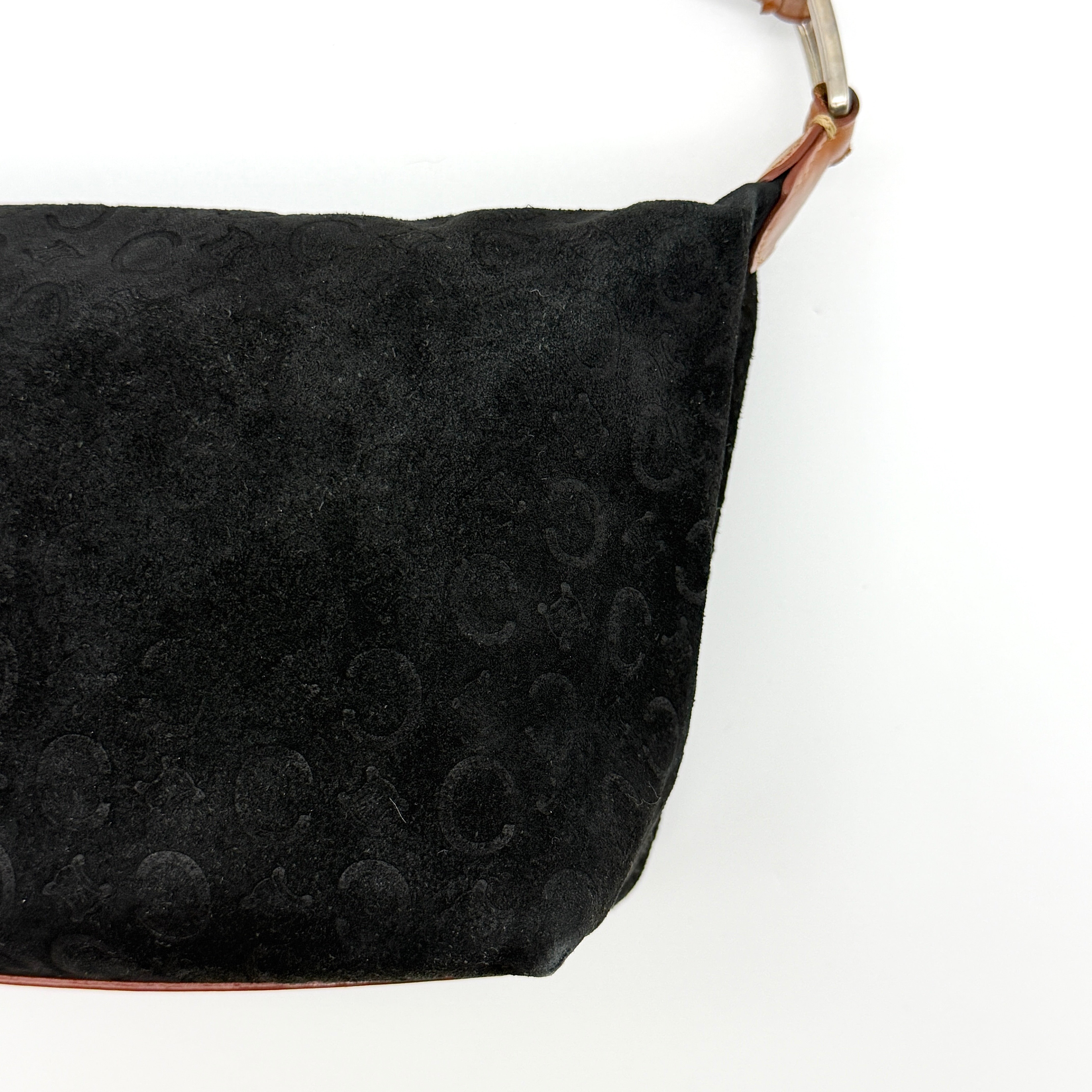 Celine Suede Shoulder Bag Black