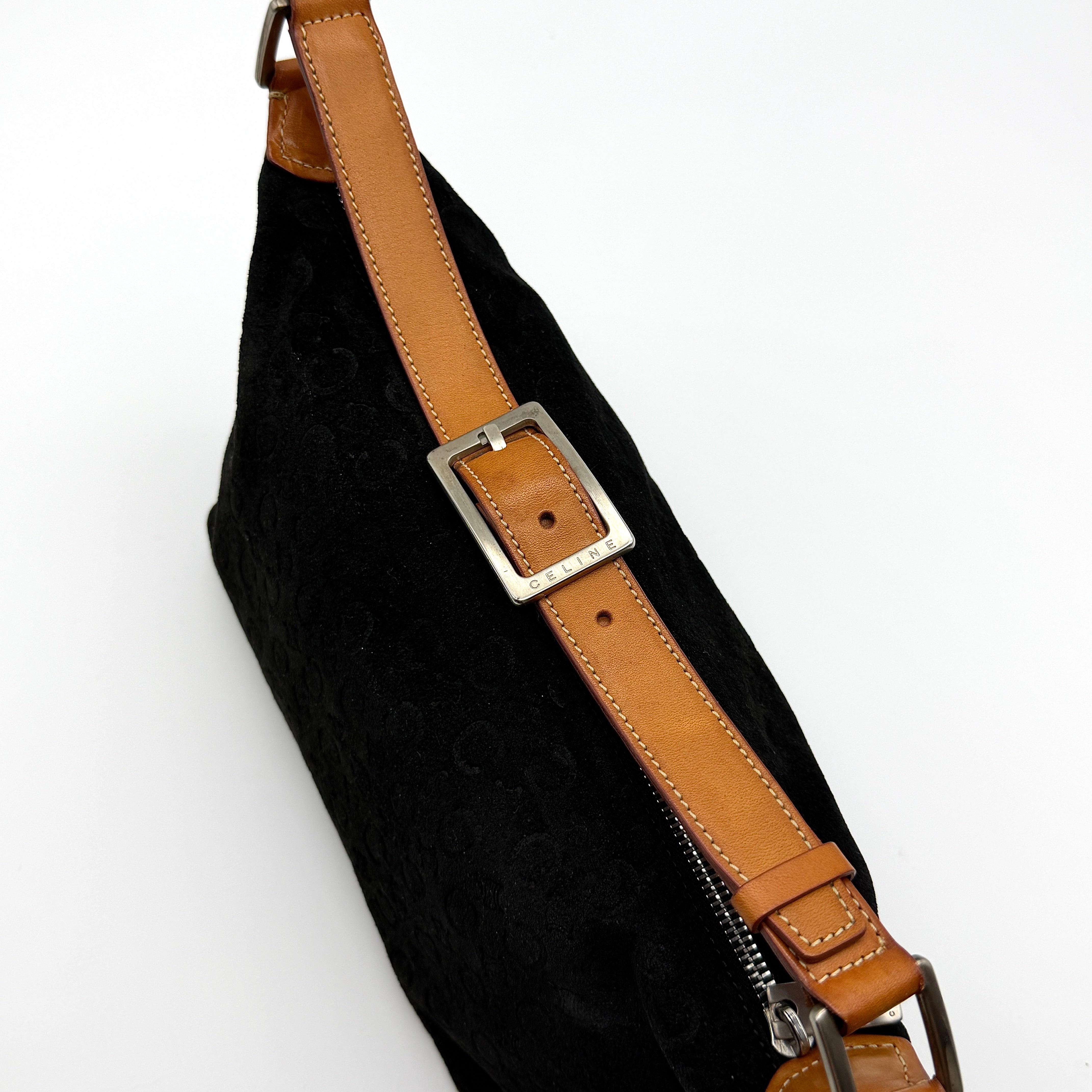 Celine Suede Shoulder Bag Black