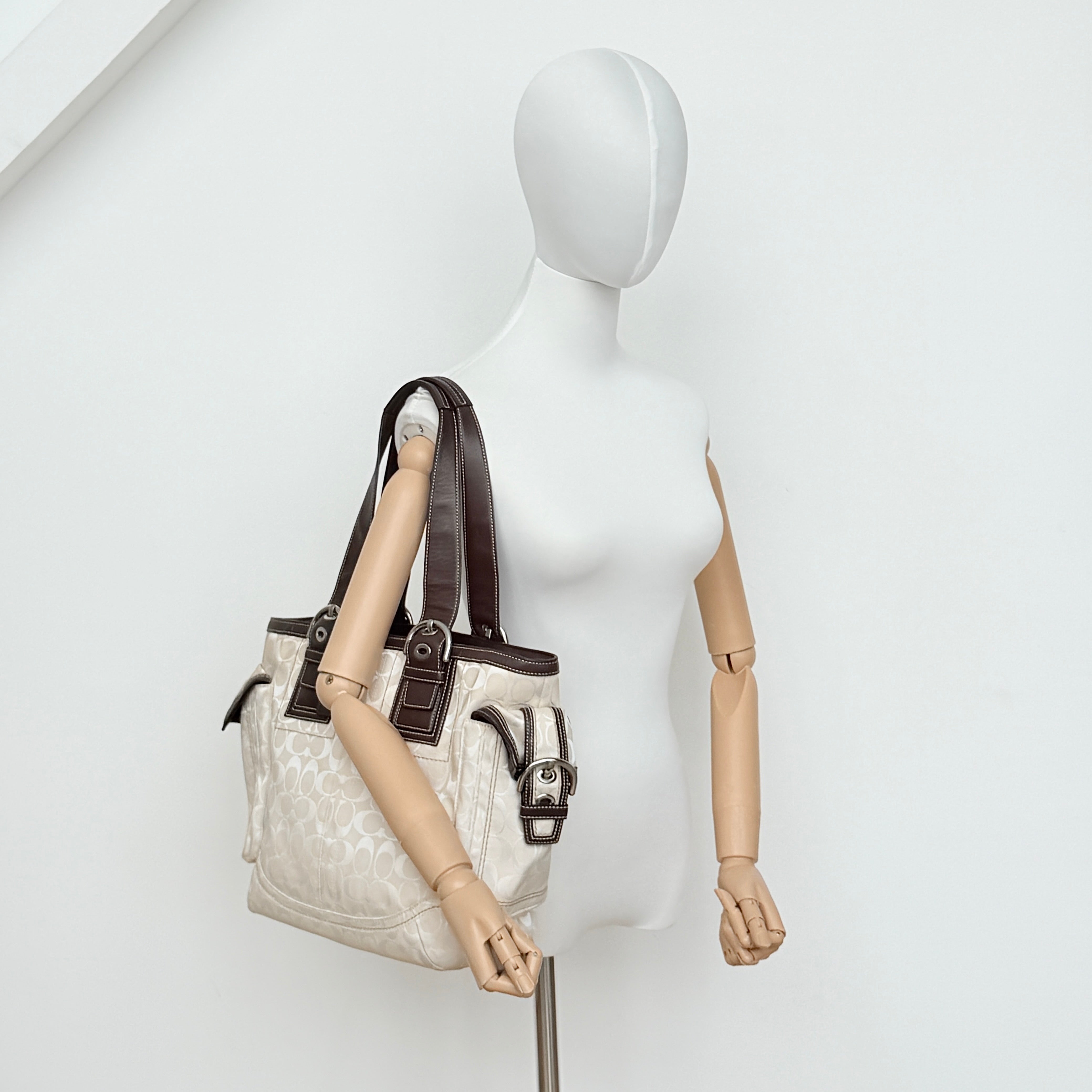 Coach Y2K Signature Soho Tote Bag Cream/Brown