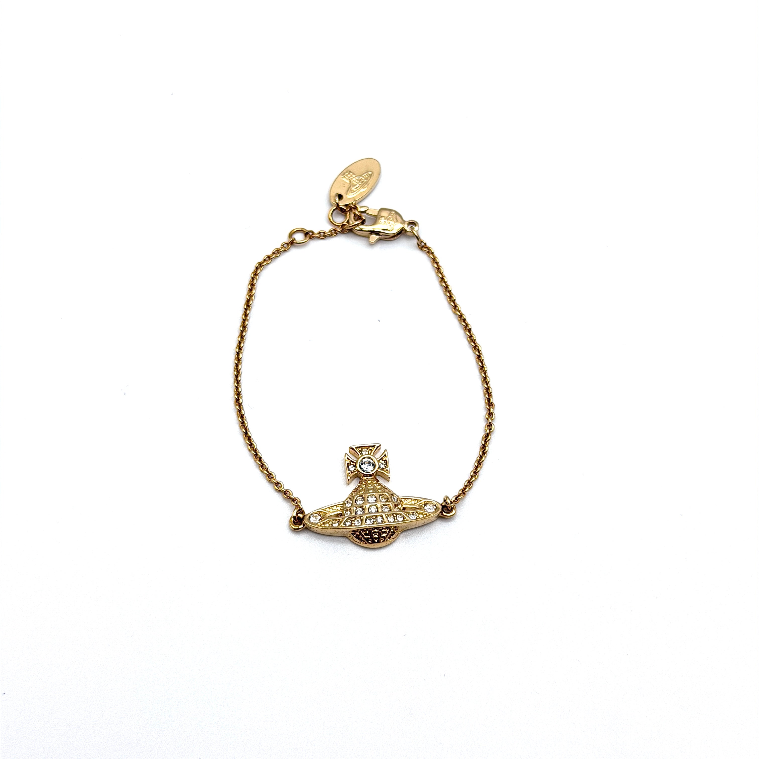 Vivienne Westwood Rhinestone Orb Bracelet Gold