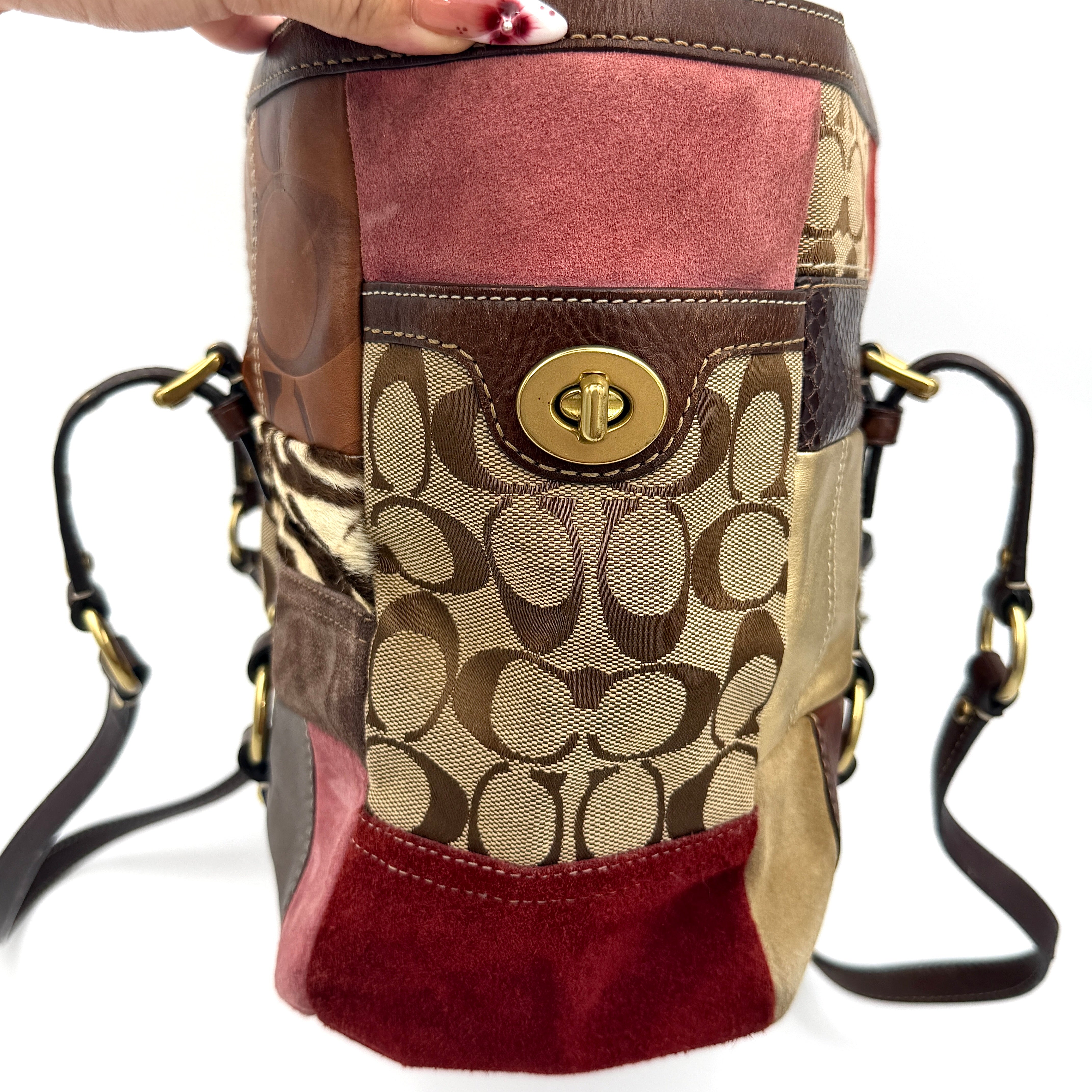 Coach Y2K Holiday Patchwork Tote Bag Multicolor