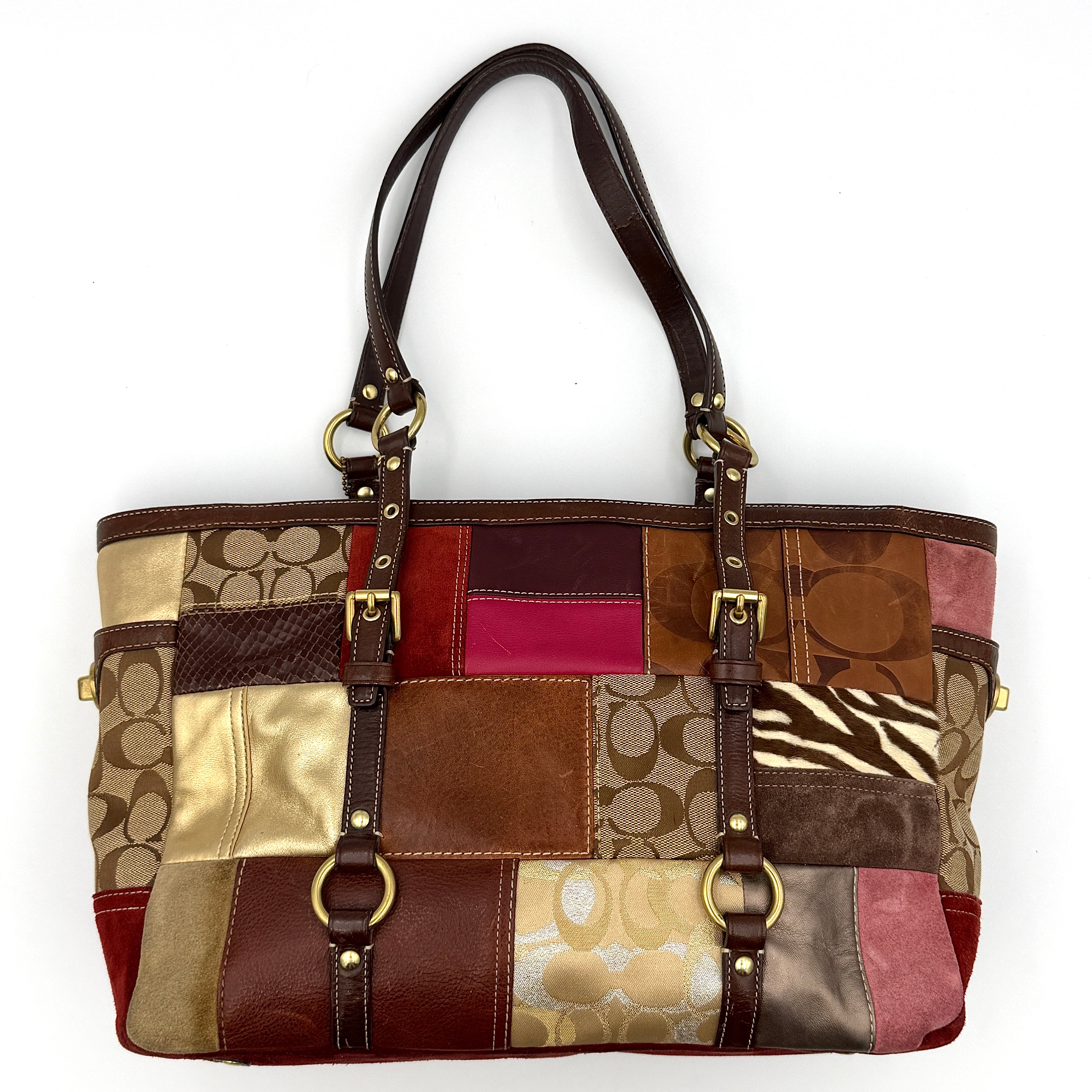Coach Y2K Holiday Patchwork Tote Bag Multicolor