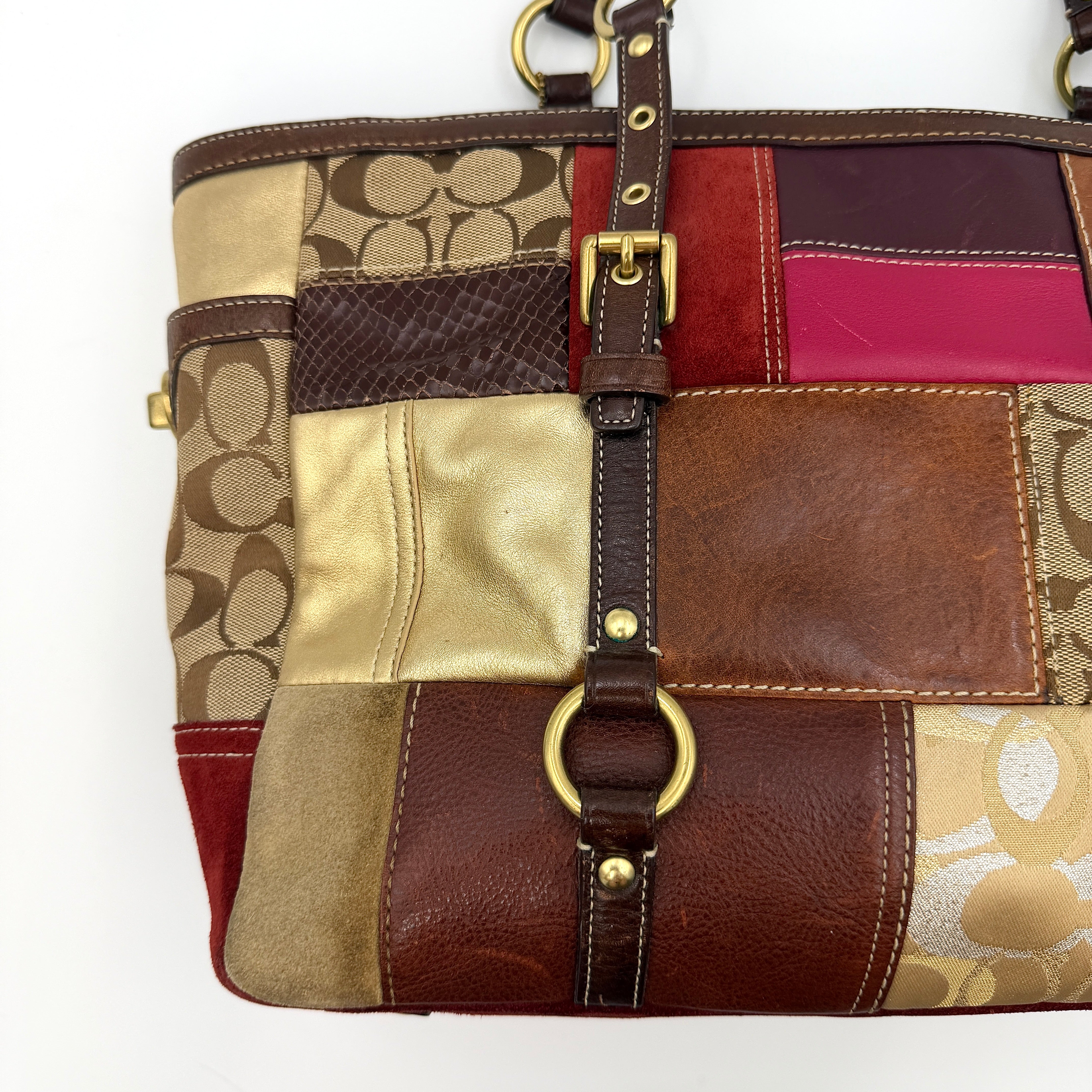 Coach Y2K Holiday Patchwork Tote Bag Multicolor
