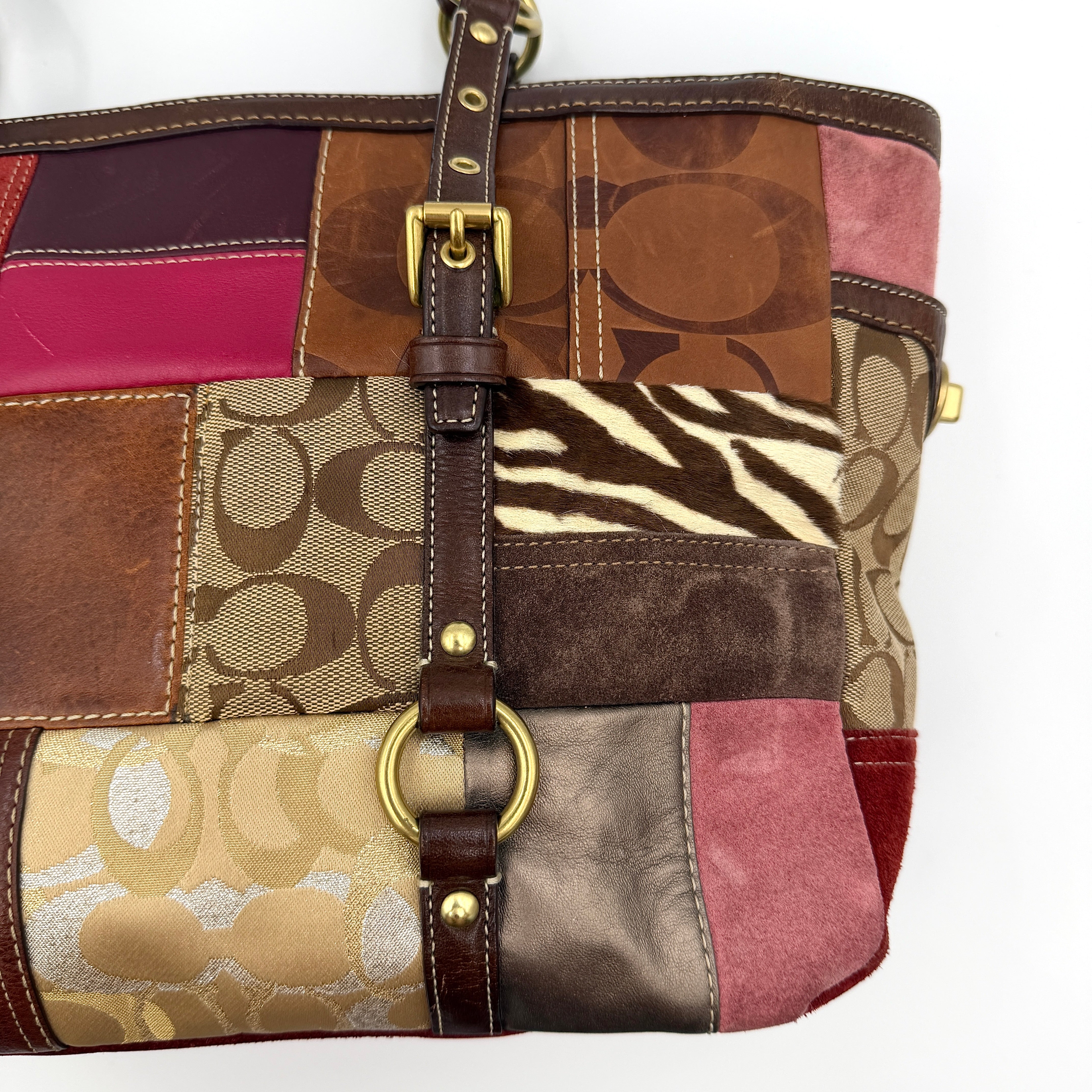 Coach Y2K Holiday Patchwork Tote Bag Multicolor