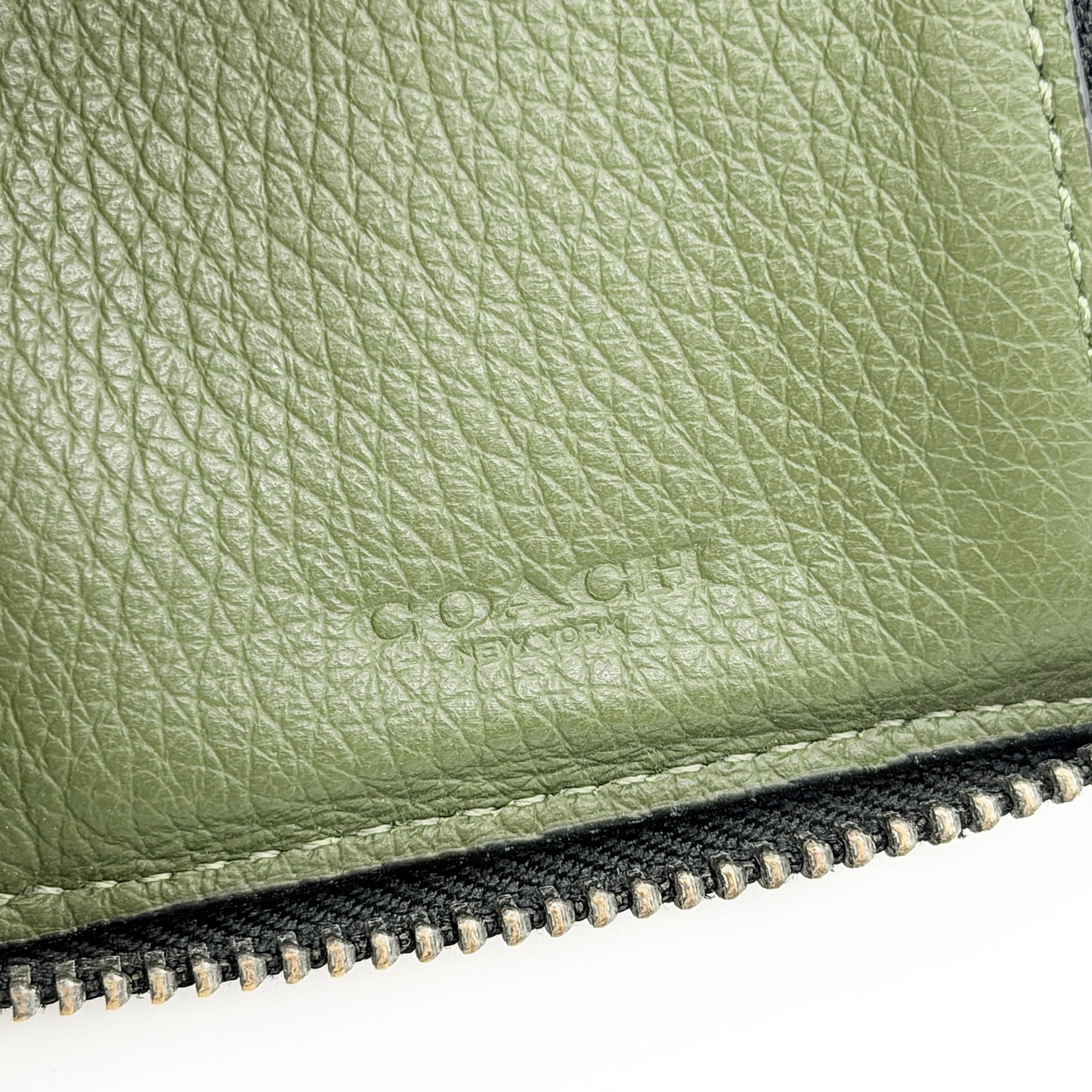 Coach C Logo Zip Around Wallet Green