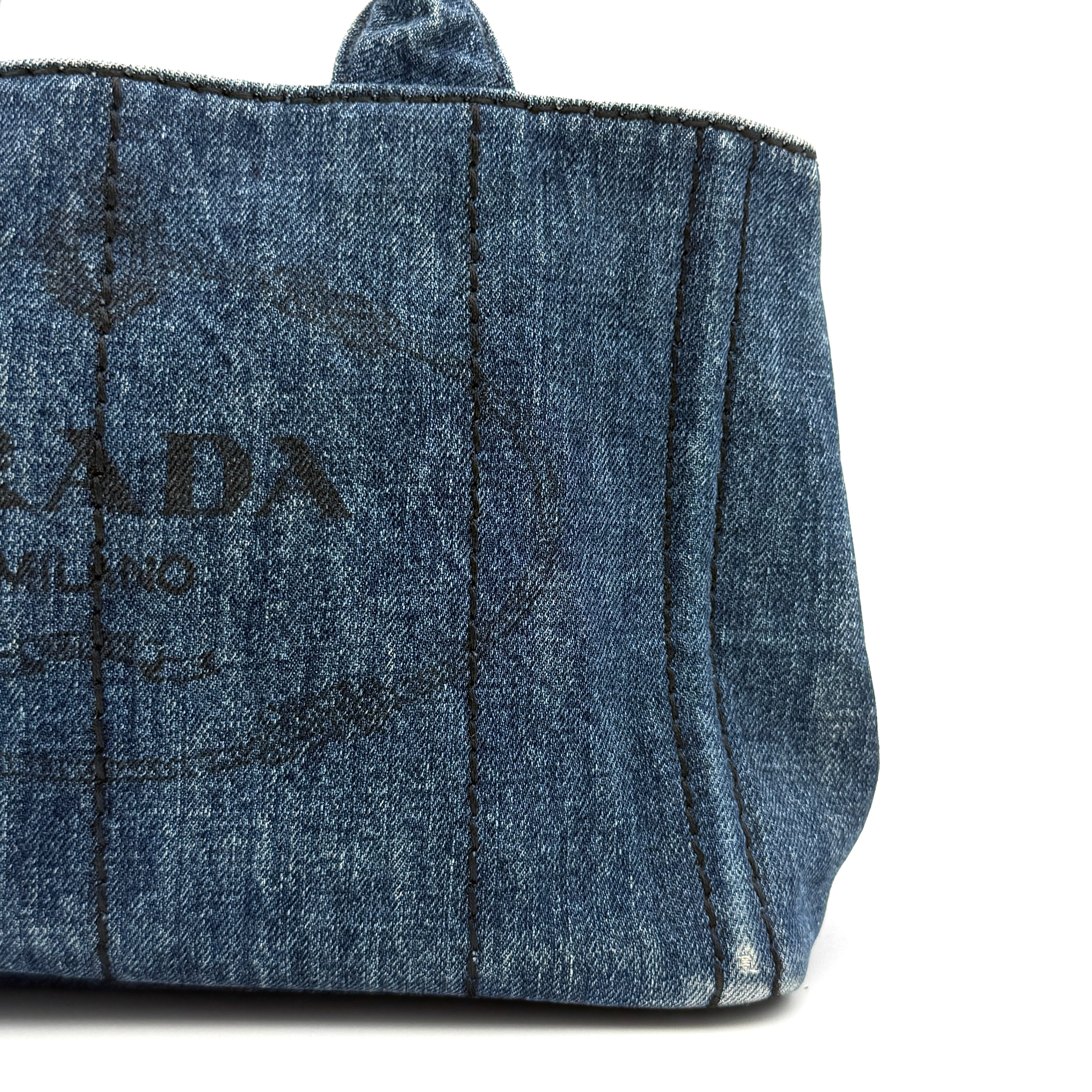 Prada Canapa Denim Tote Bag Blue