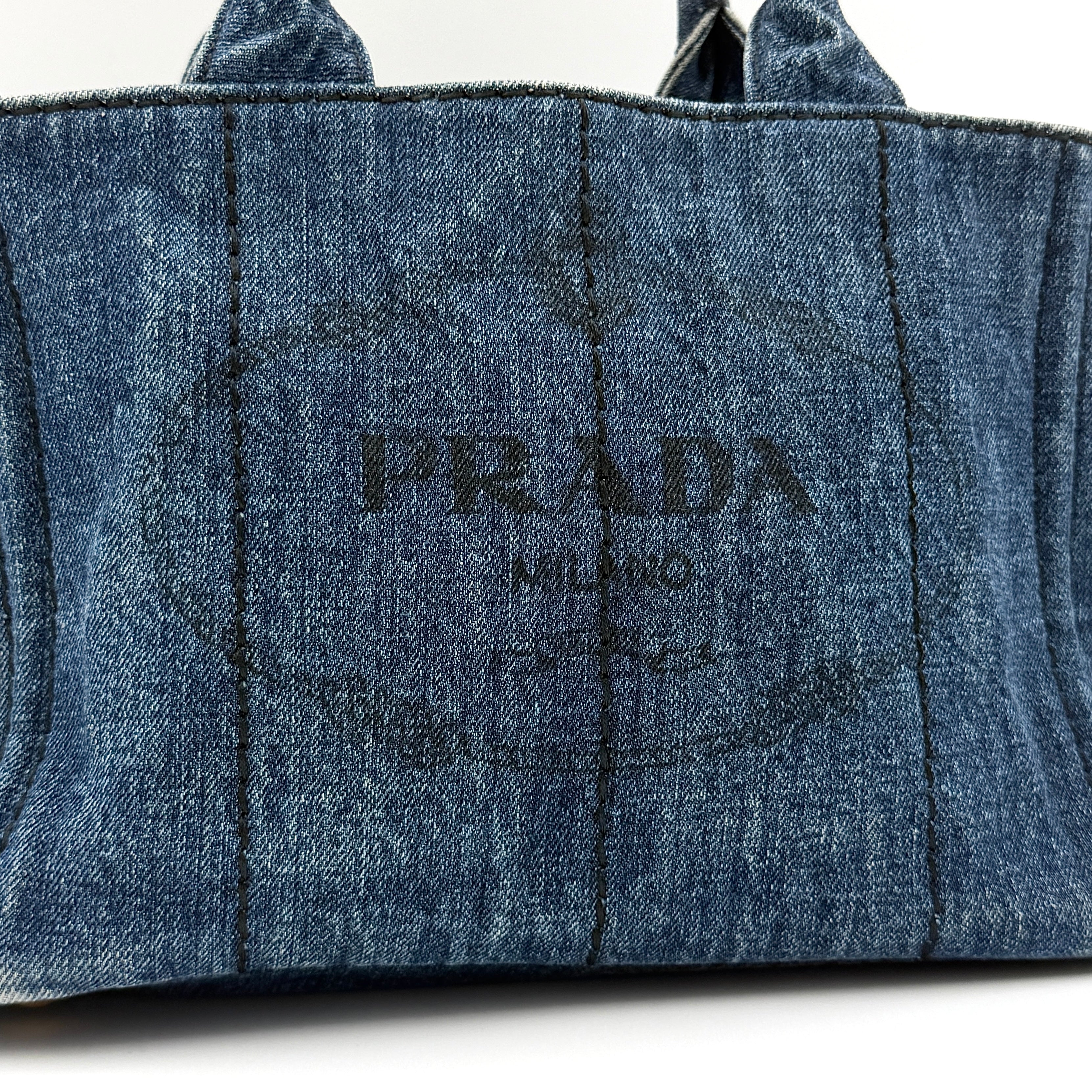 Prada Canapa Denim Tote Bag Blue