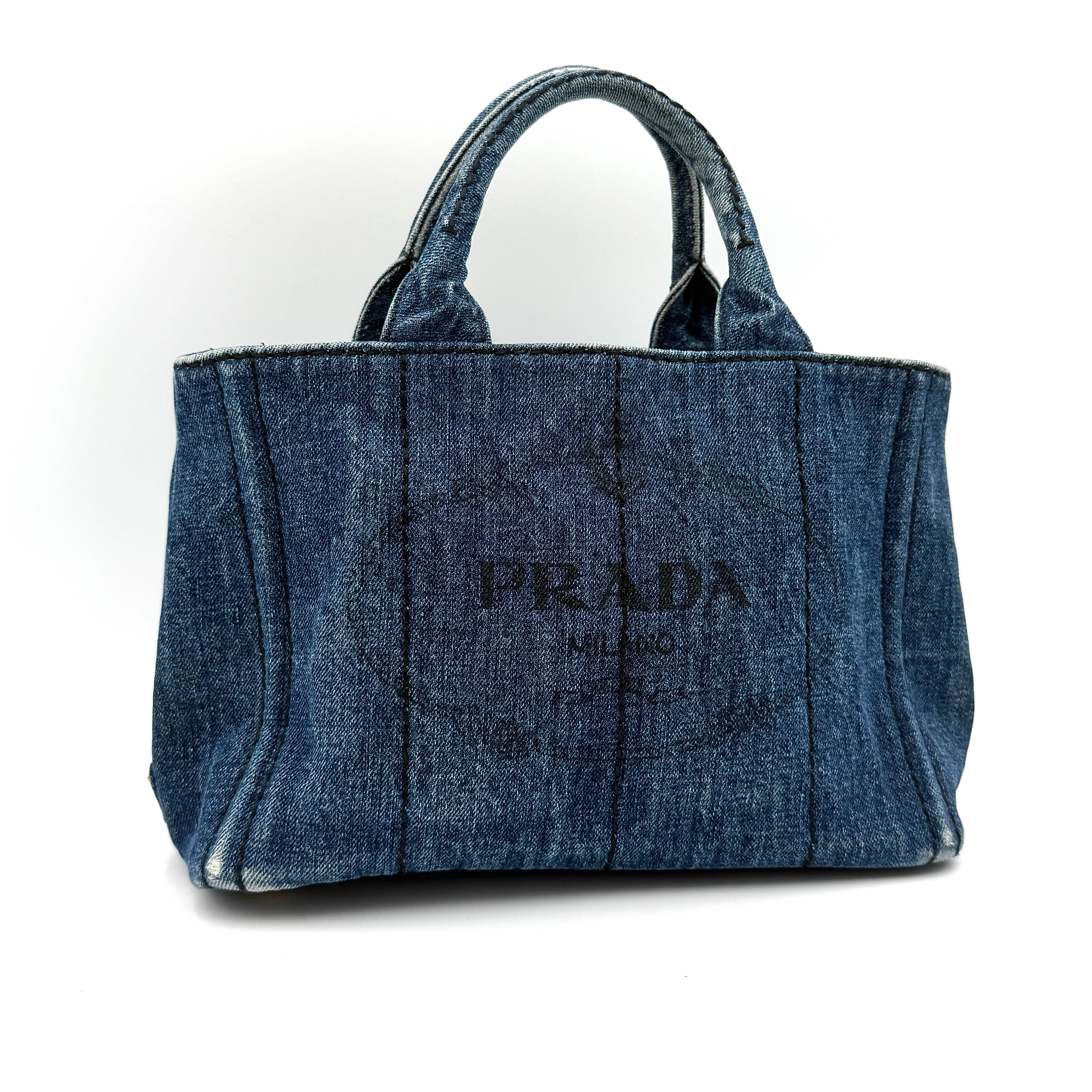 Prada Canapa Denim Tote Bag Blue