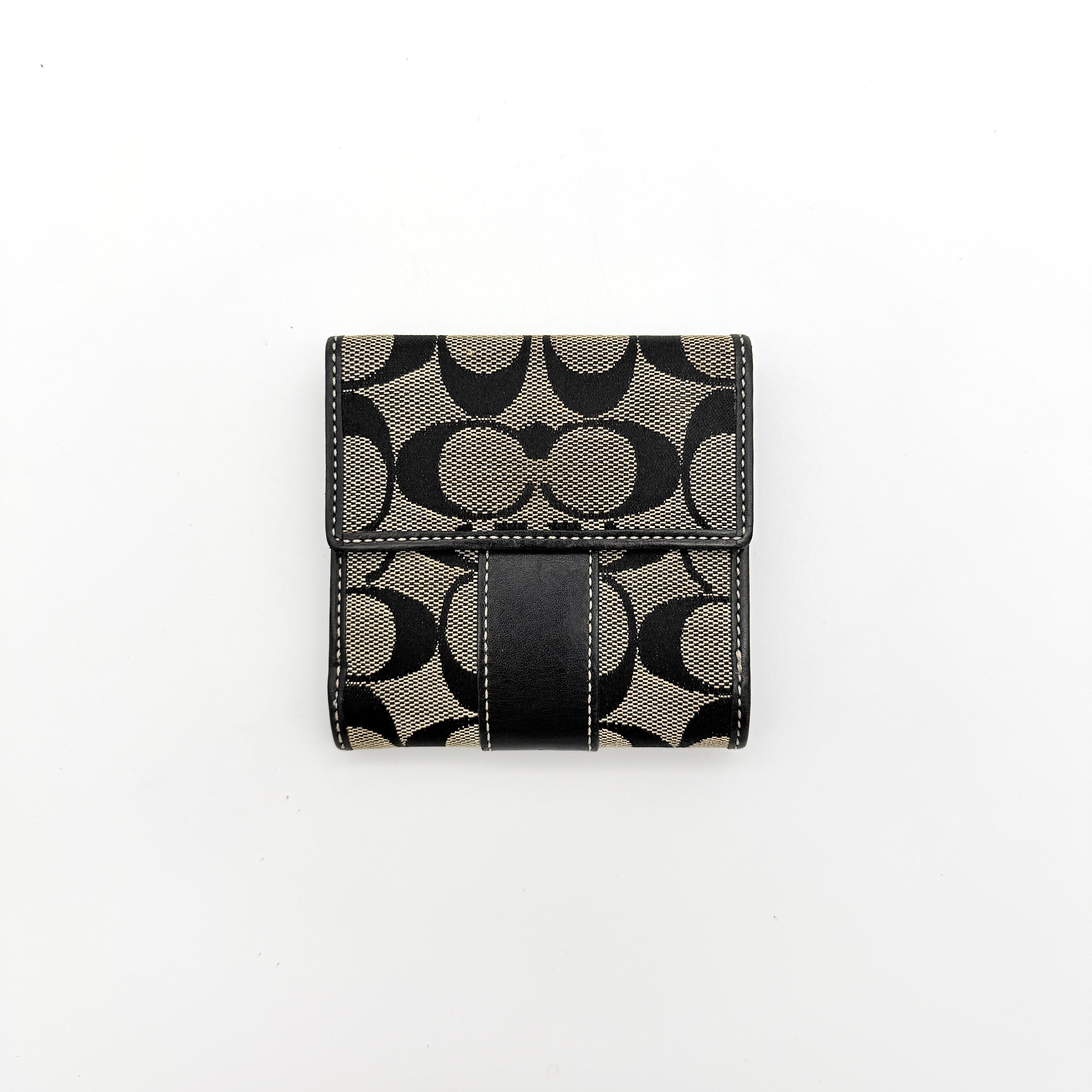 Coach Signature Stripe Wallet Black/Grey