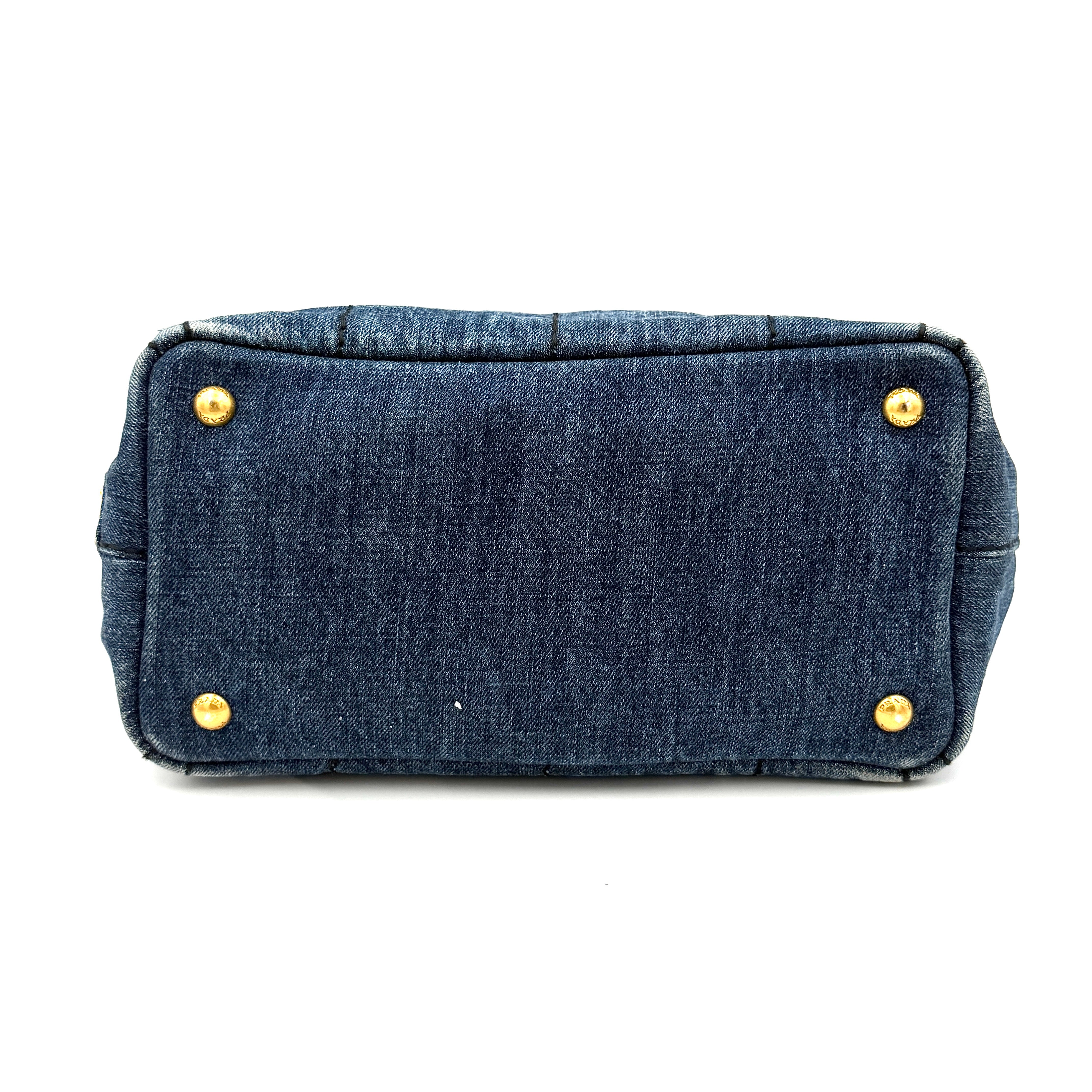 Prada Canapa Denim Tote Bag Blue