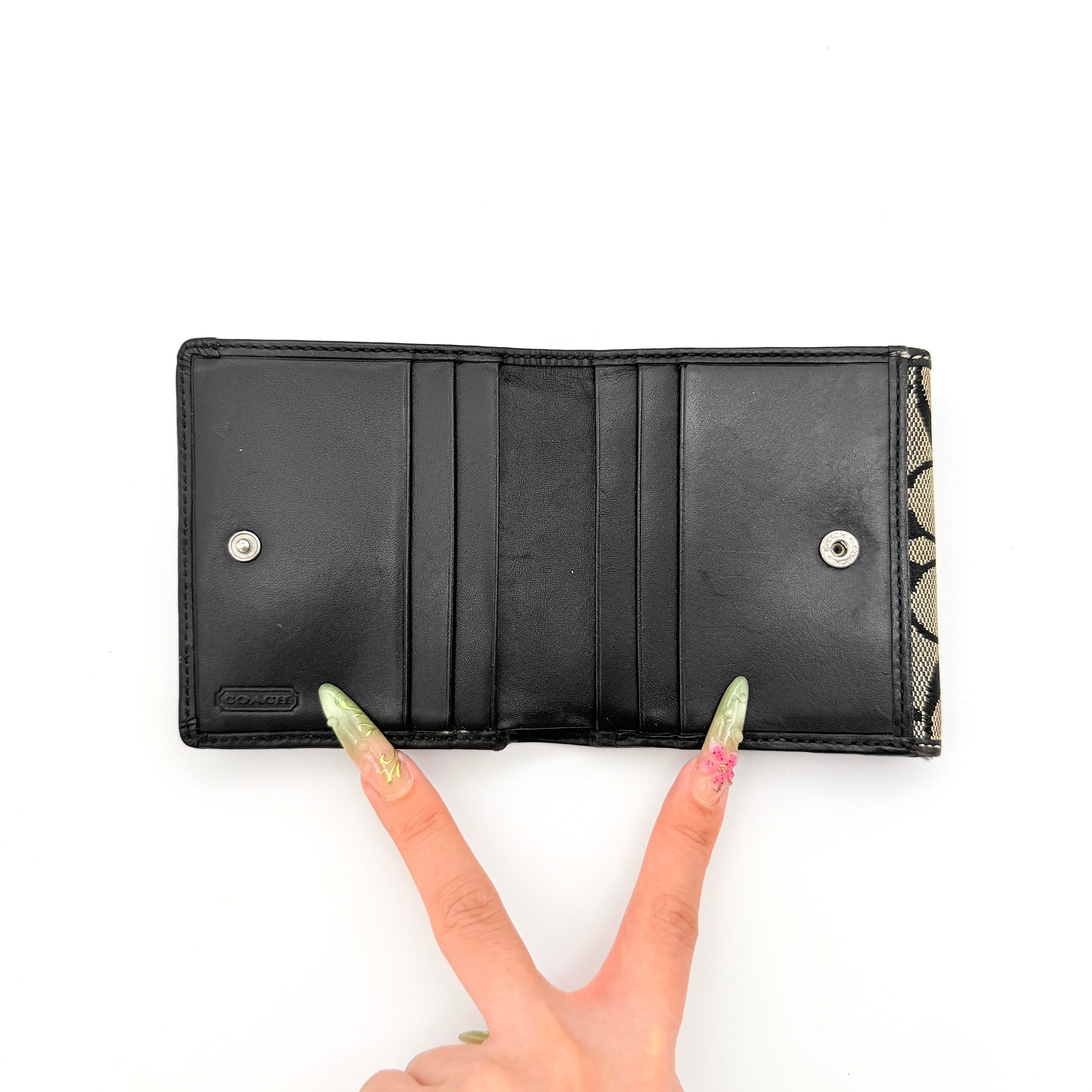 Coach Signature Stripe Wallet Black/Grey