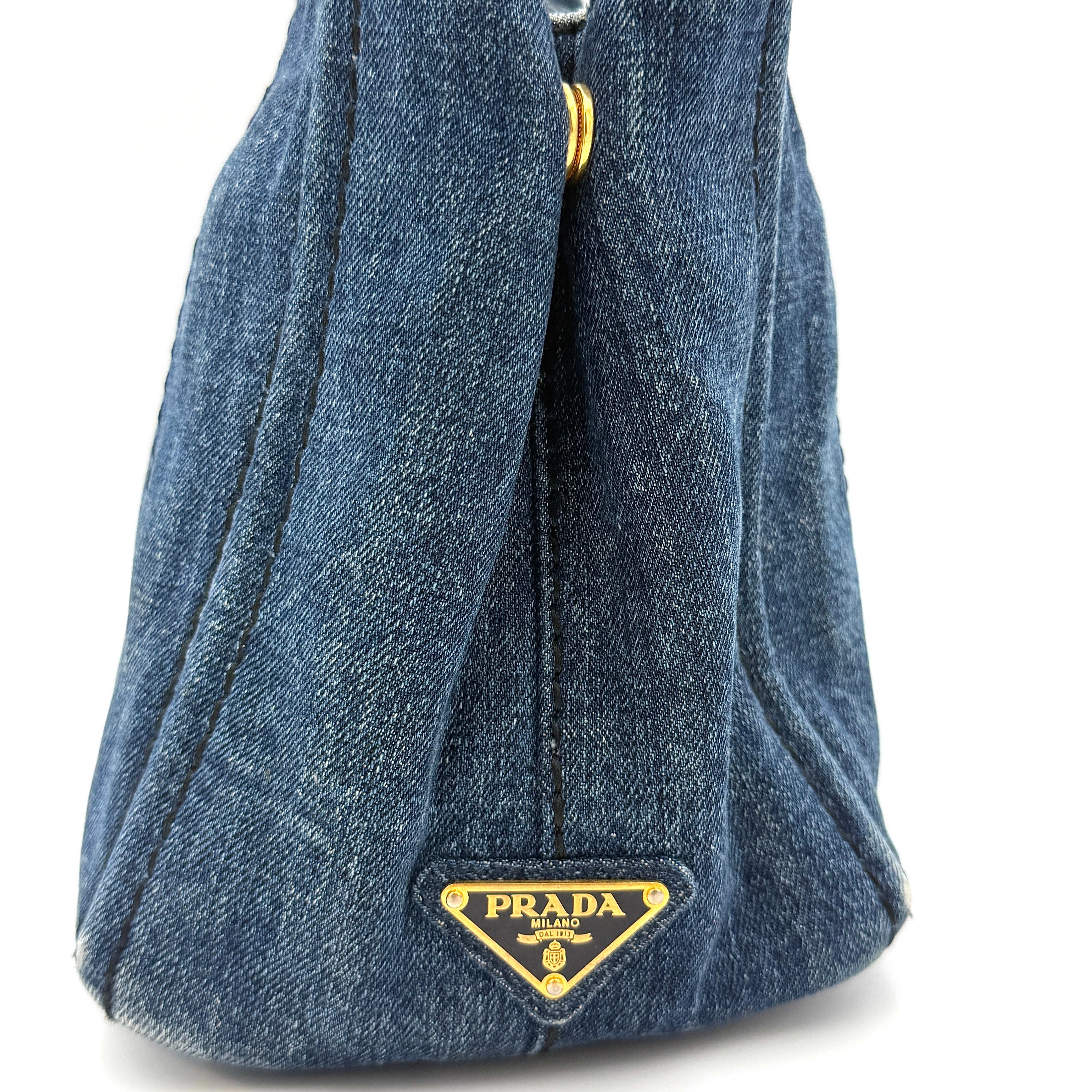 Prada Canapa Denim Tote Bag Blue