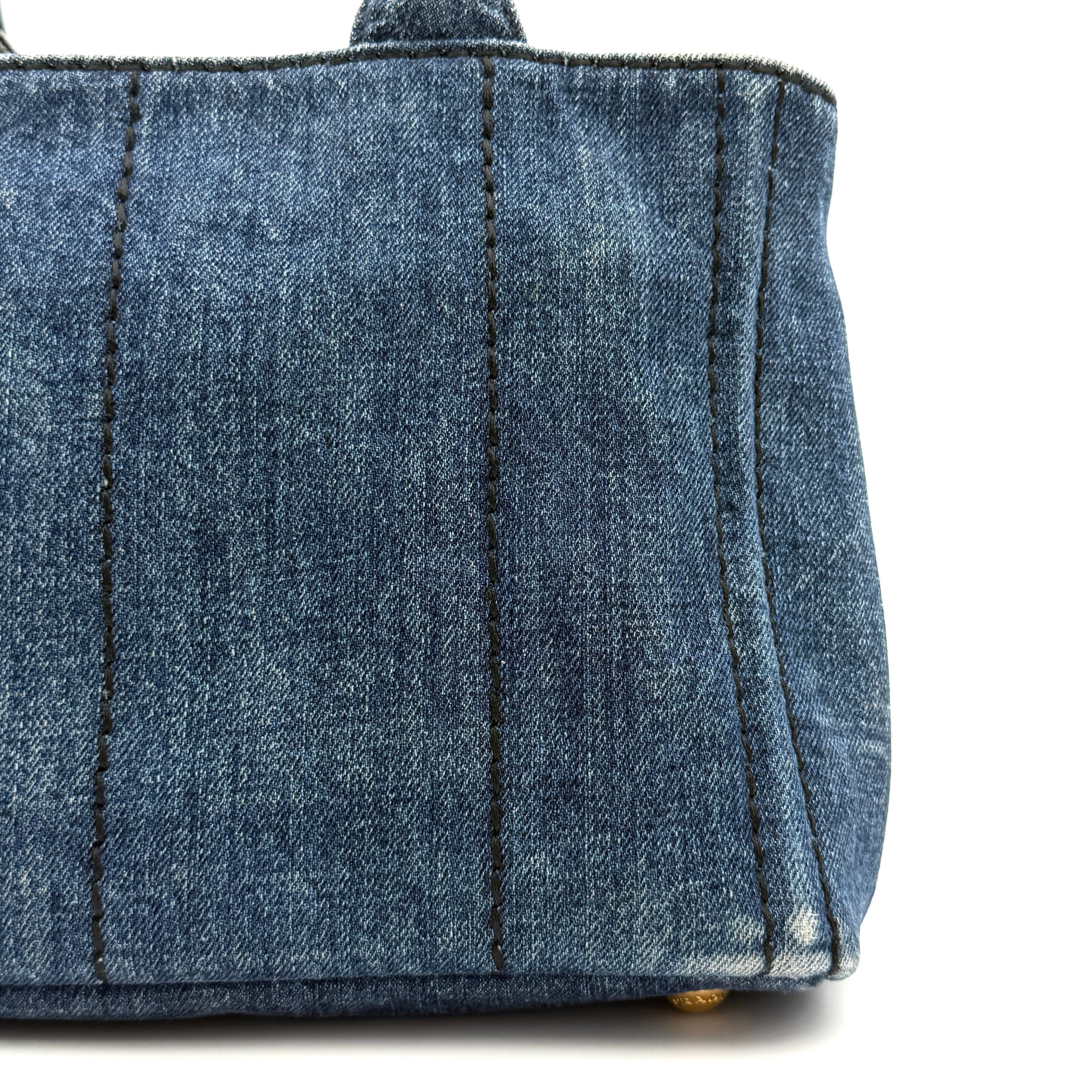 Prada Canapa Denim Tote Bag Blue