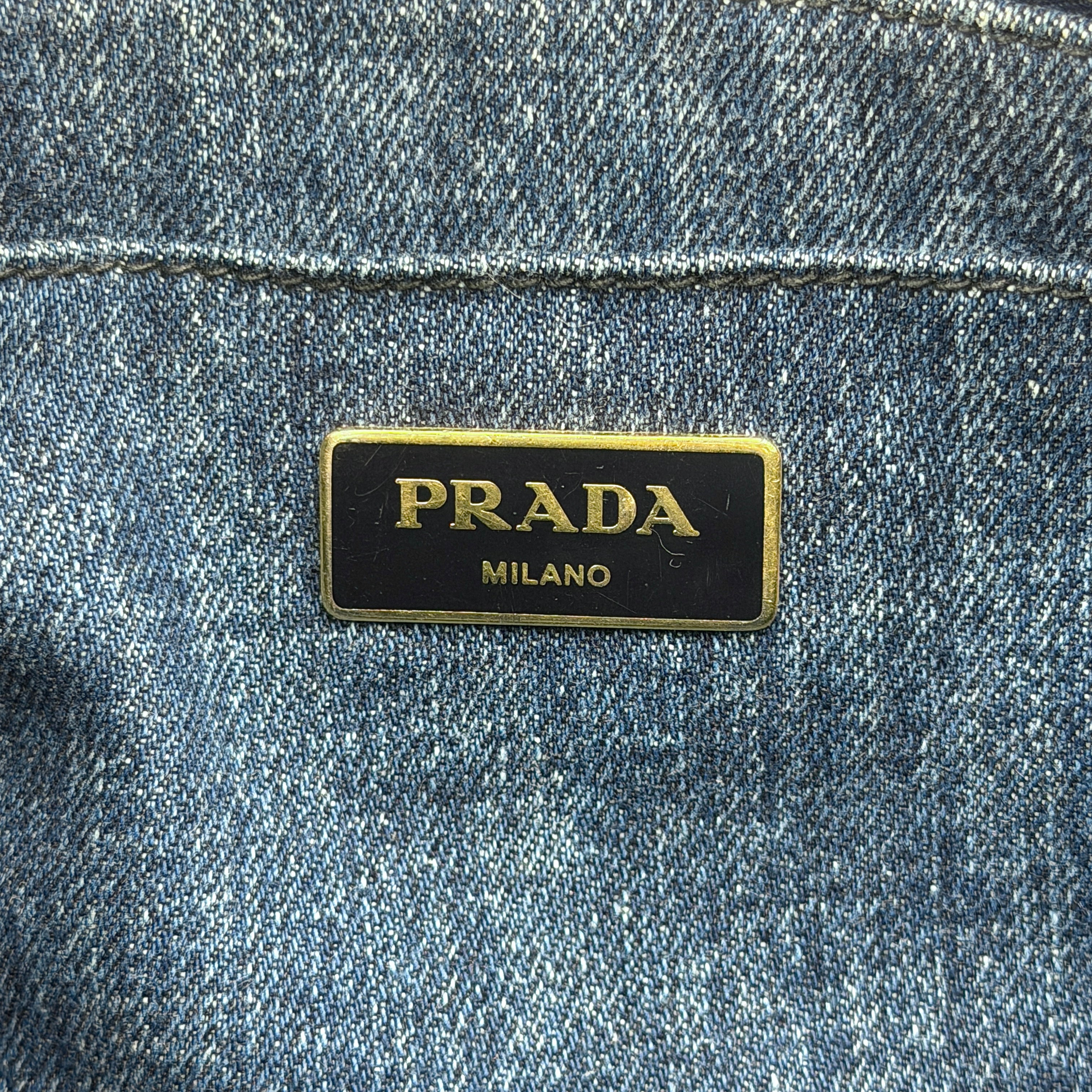 Prada Canapa Denim Tote Bag Blue