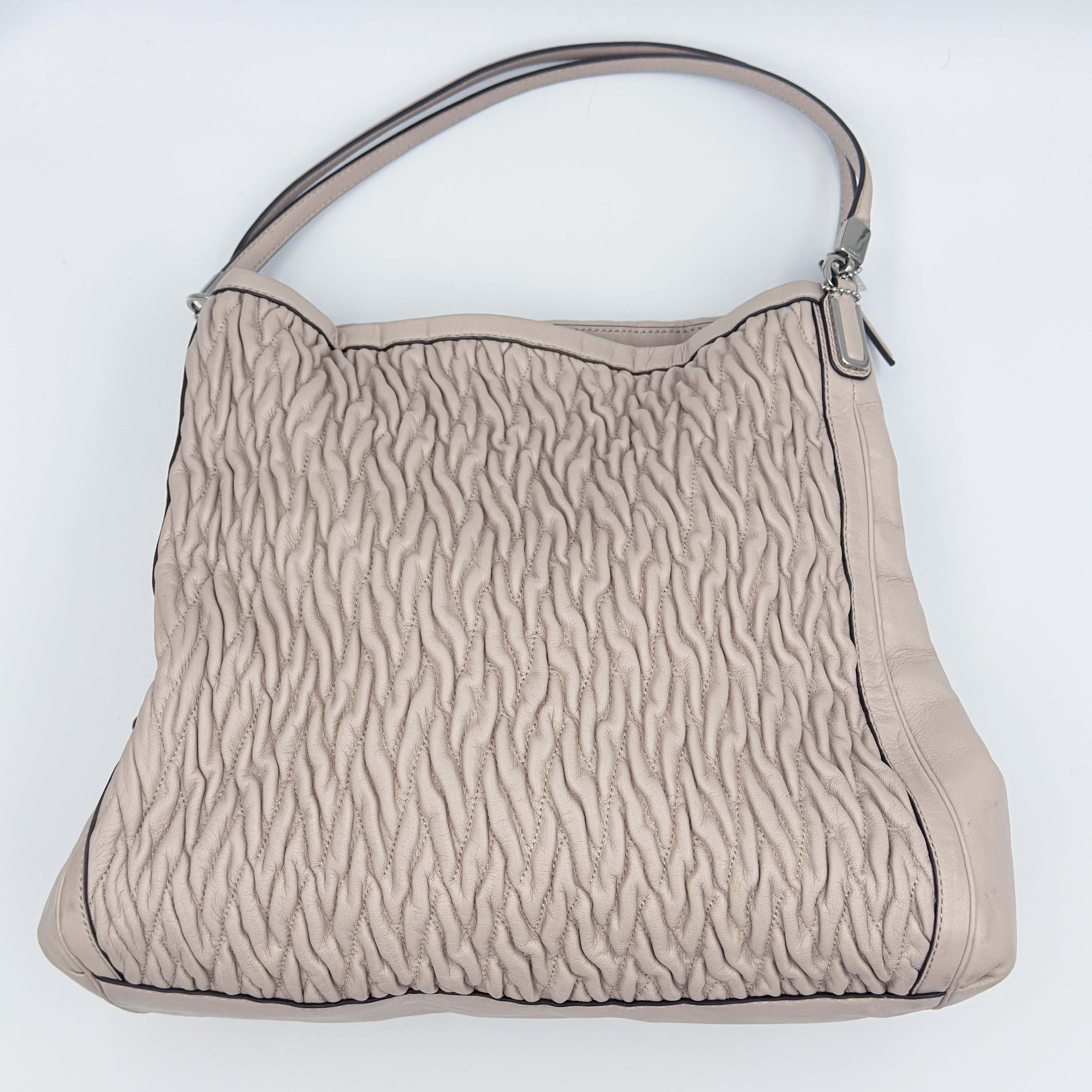 Coach Madison Gathered Twist Phoebe Shoulder Bag Beige