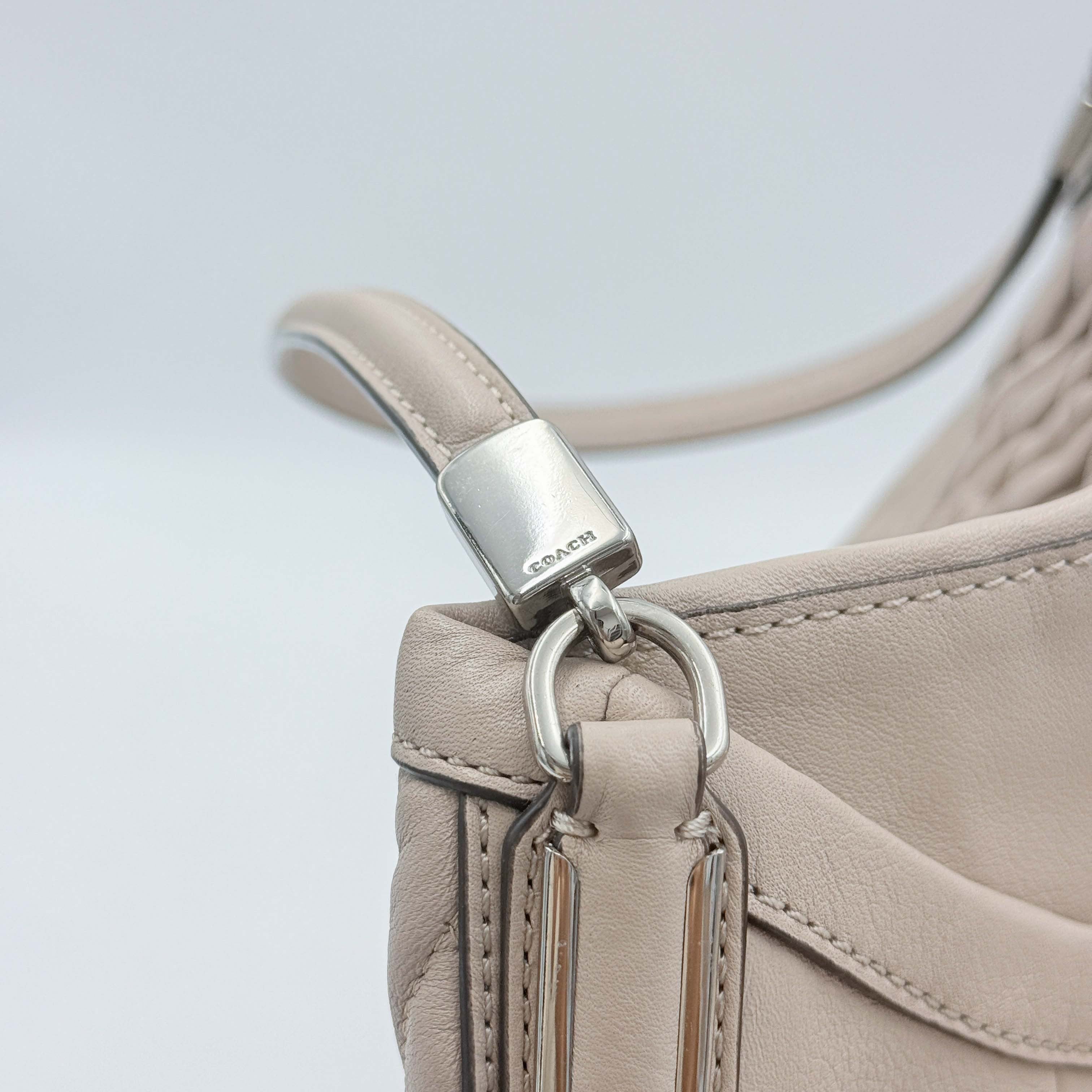 Coach Madison Gathered Twist Phoebe Shoulder Bag Beige