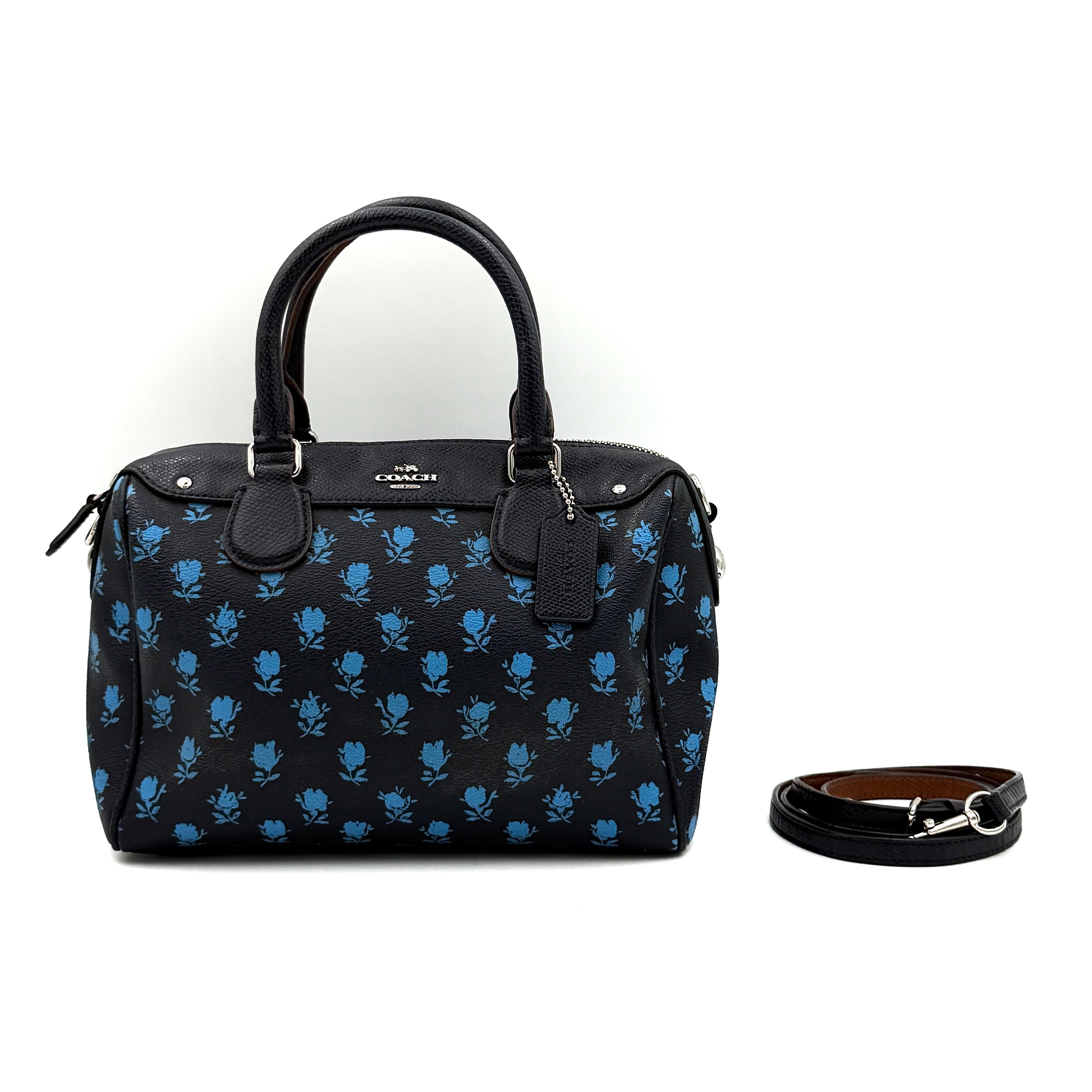 Coach 2Way Mini Bennett Badlands Floral Boston Bag Navy Blue