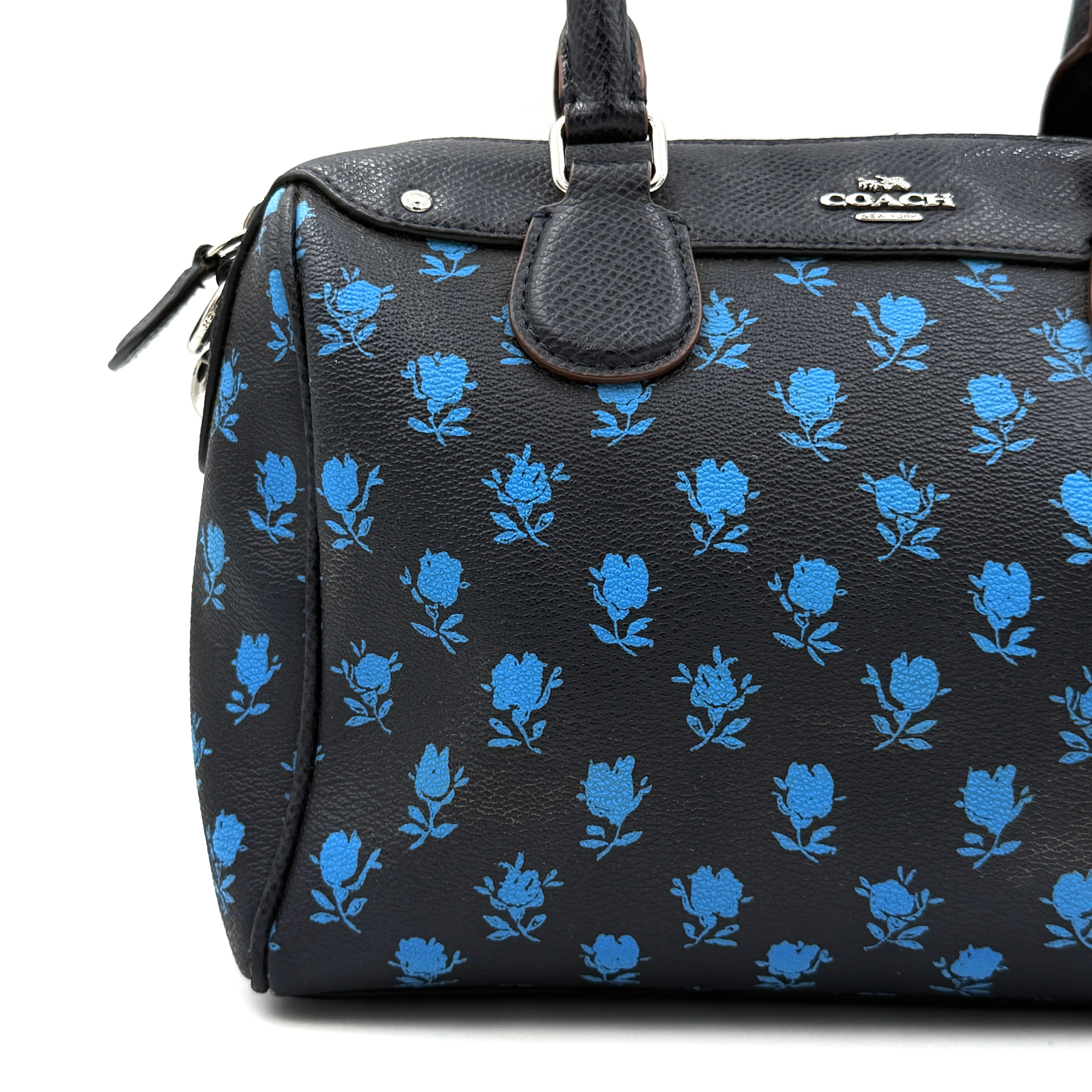 Coach 2Way Mini Bennett Badlands Floral Boston Bag Navy Blue