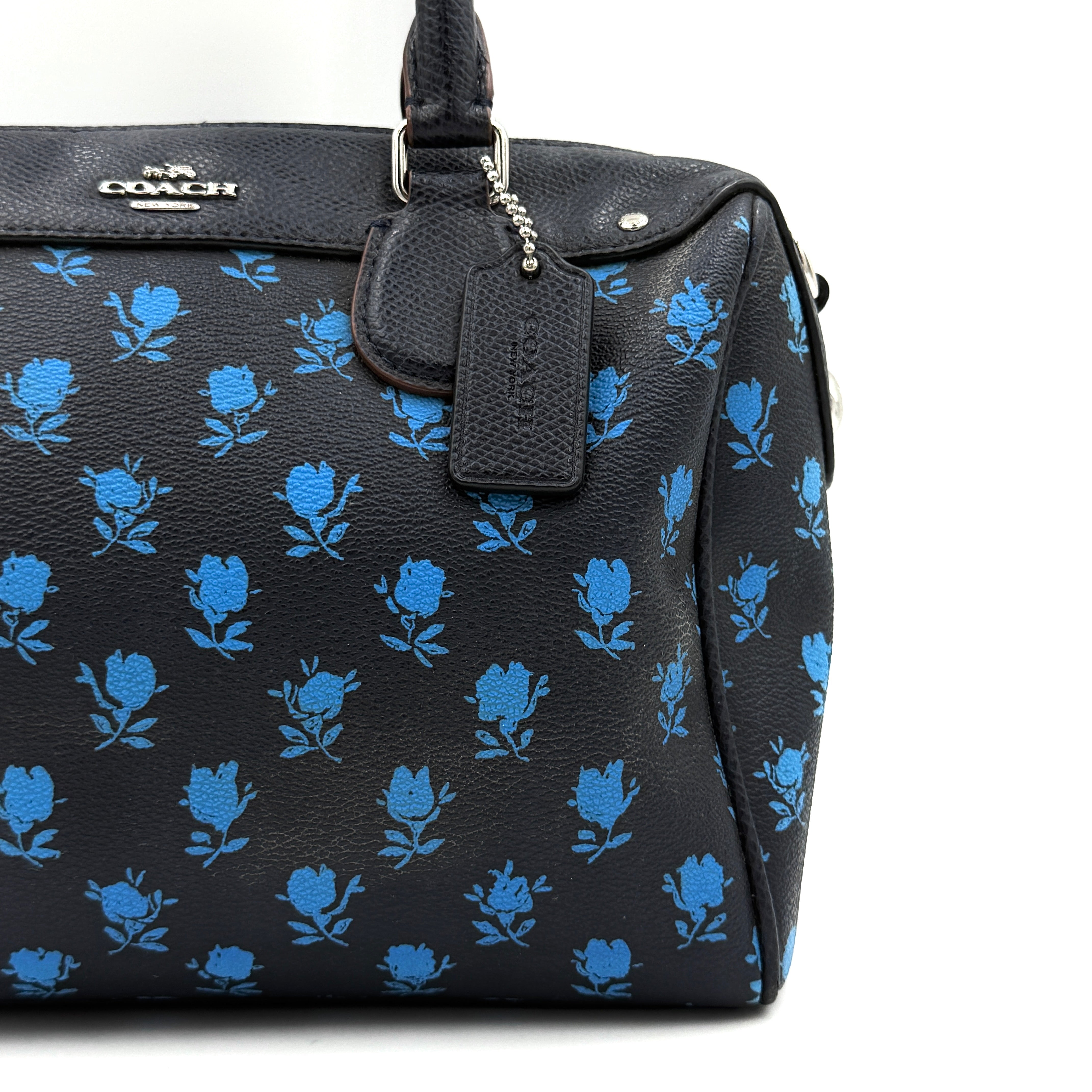 Coach 2Way Mini Bennett Badlands Floral Boston Bag Navy Blue