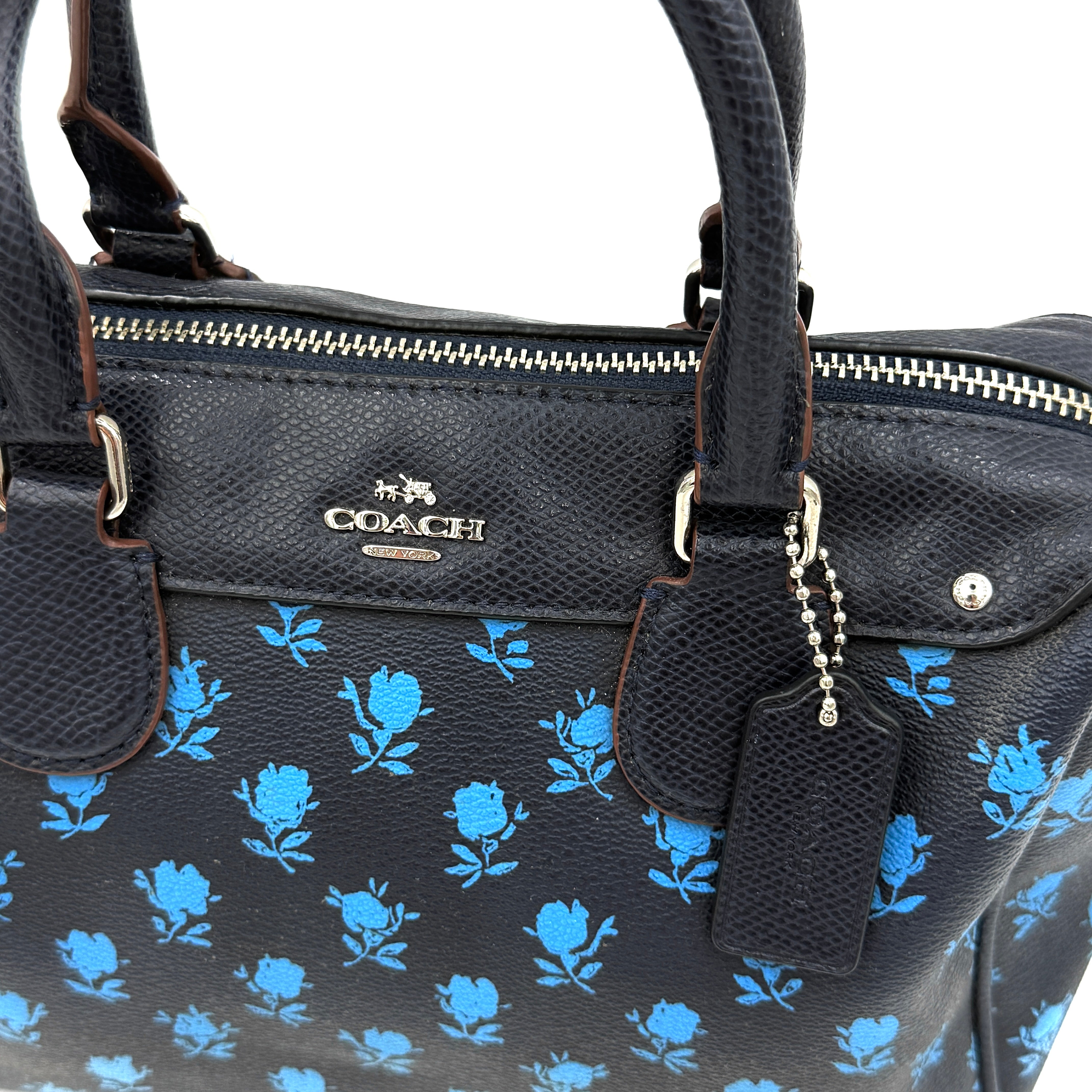 Coach 2Way Mini Bennett Badlands Floral Boston Bag Navy Blue