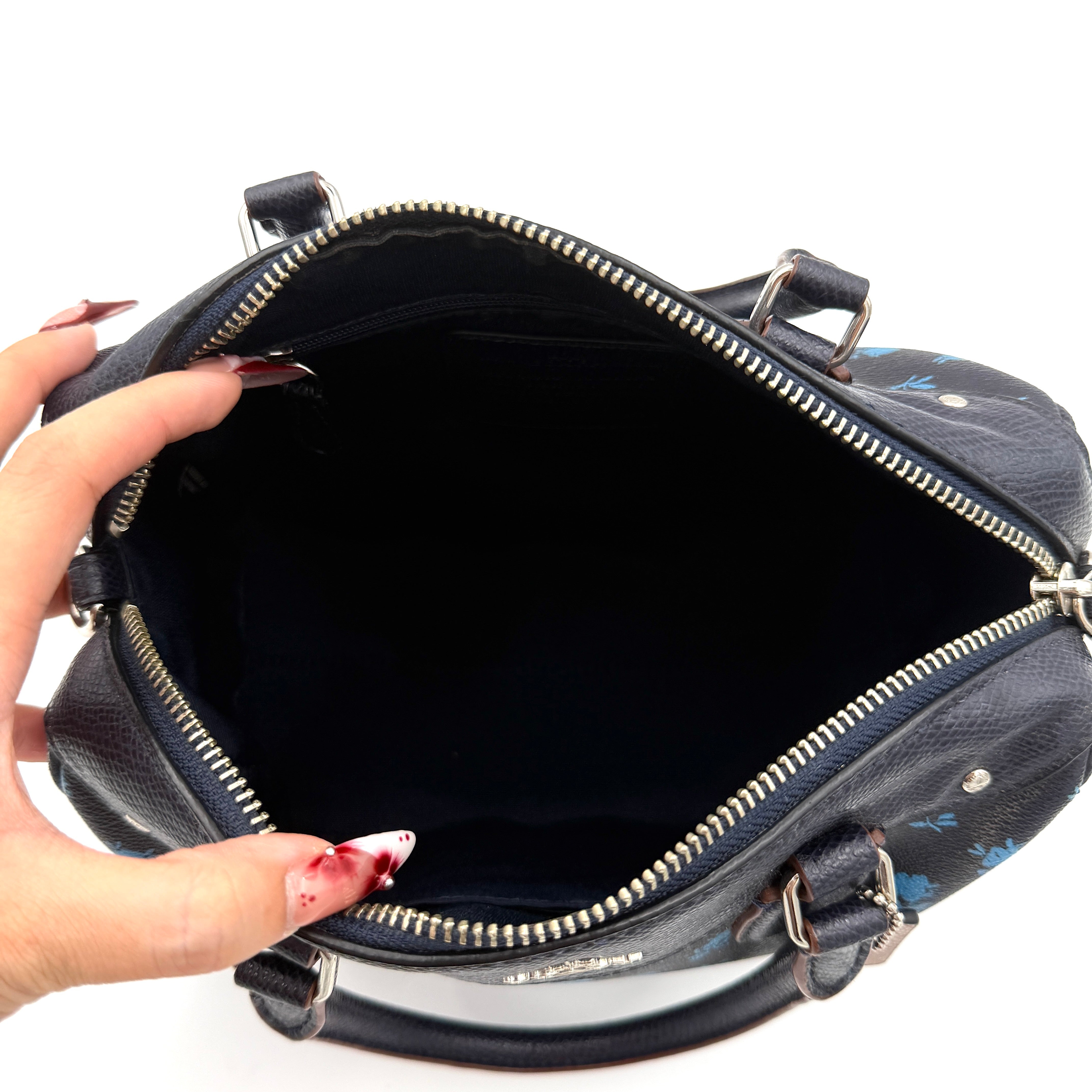 Coach 2Way Mini Bennett Badlands Floral Boston Bag Navy Blue