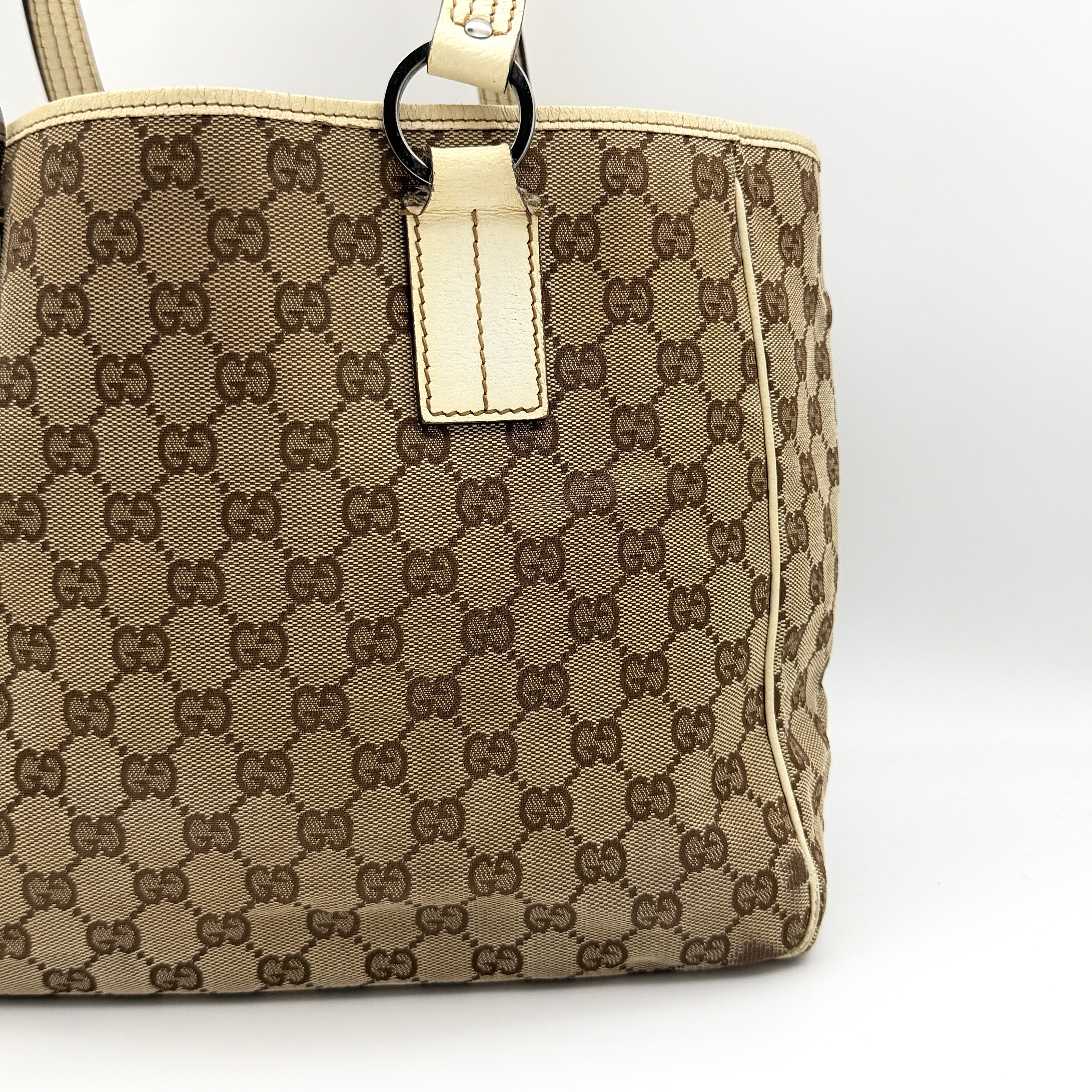 Gucci GG Monogram Tote Bag Beige/White