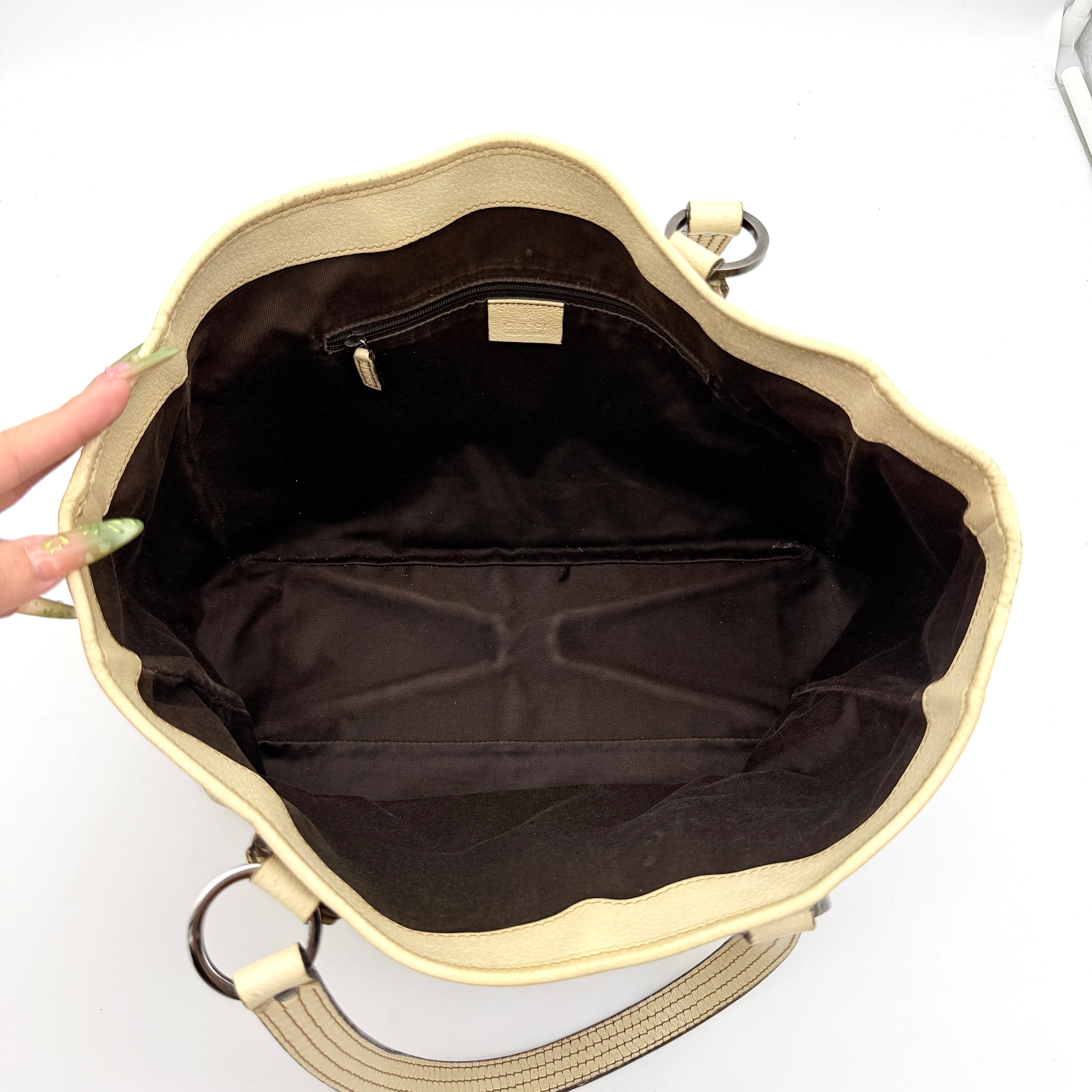 Gucci GG Monogram Tote Bag Beige/White
