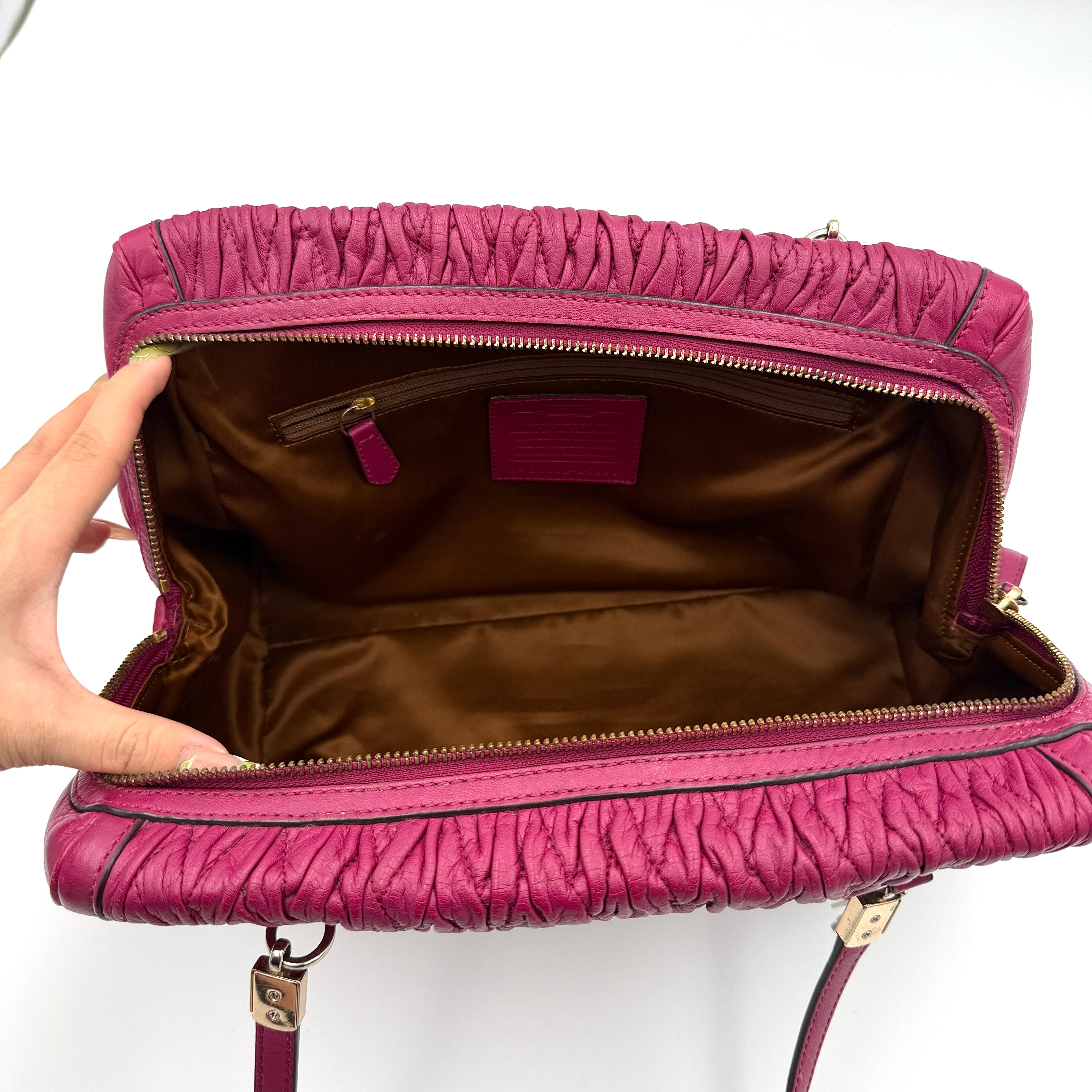 Coach 2Way Madison Gathered Twist Madeline Satchel Handbag Pink