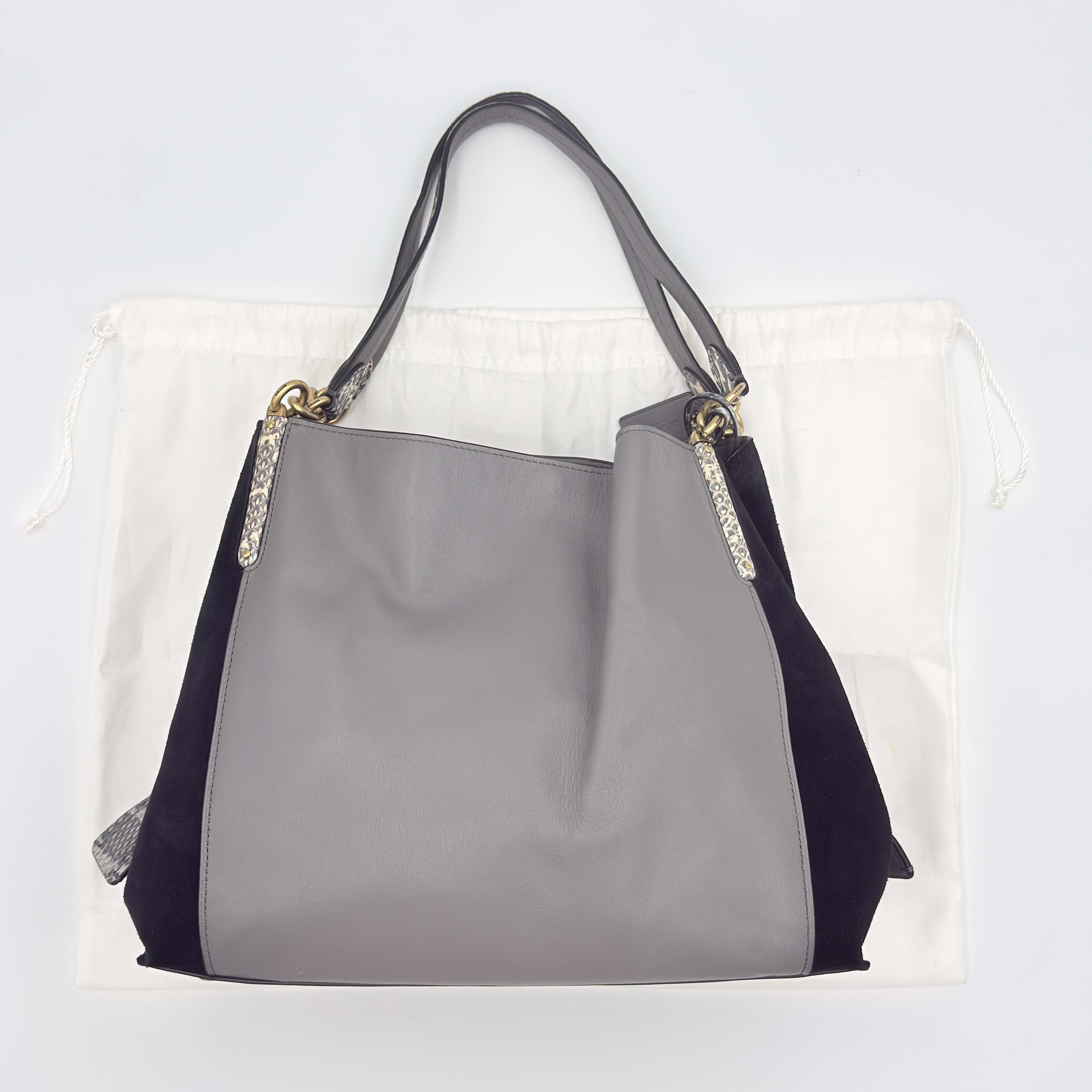 Coach Dalton 31 Snakeskin Hobo Shoulder Bag Grey/Black
