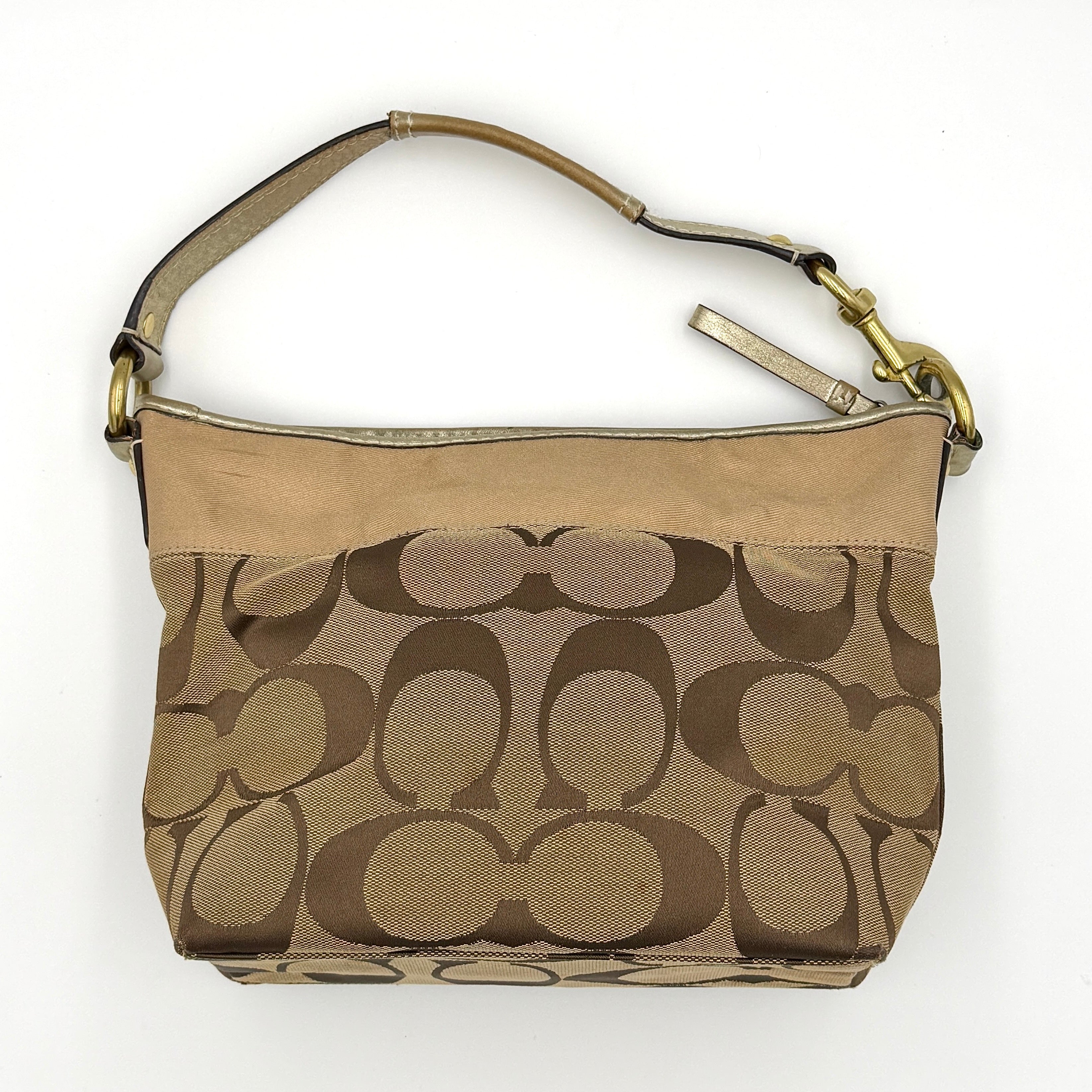 Coach Signature Canvas Shoulder Bag Beige