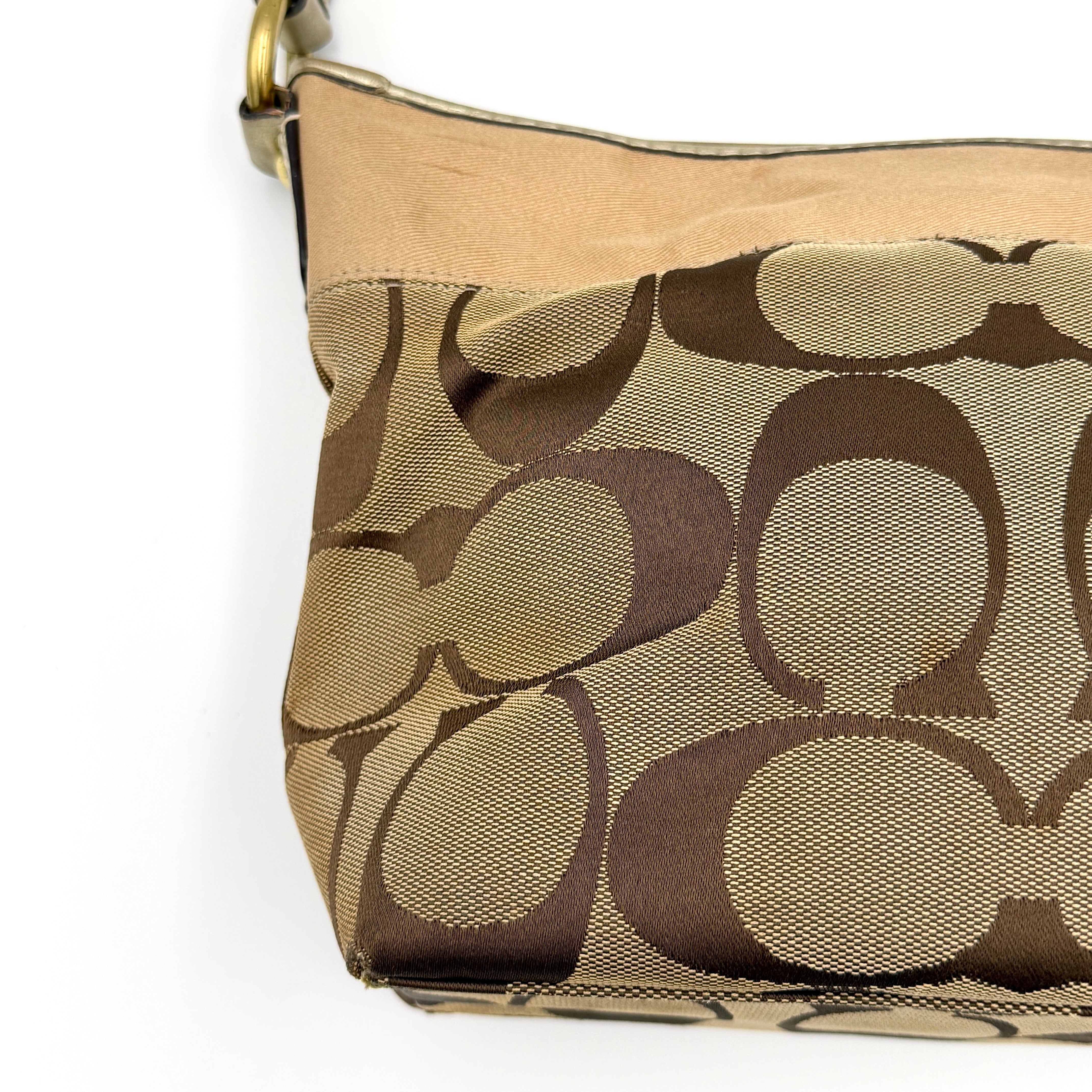 Coach Signature Canvas Shoulder Bag Beige