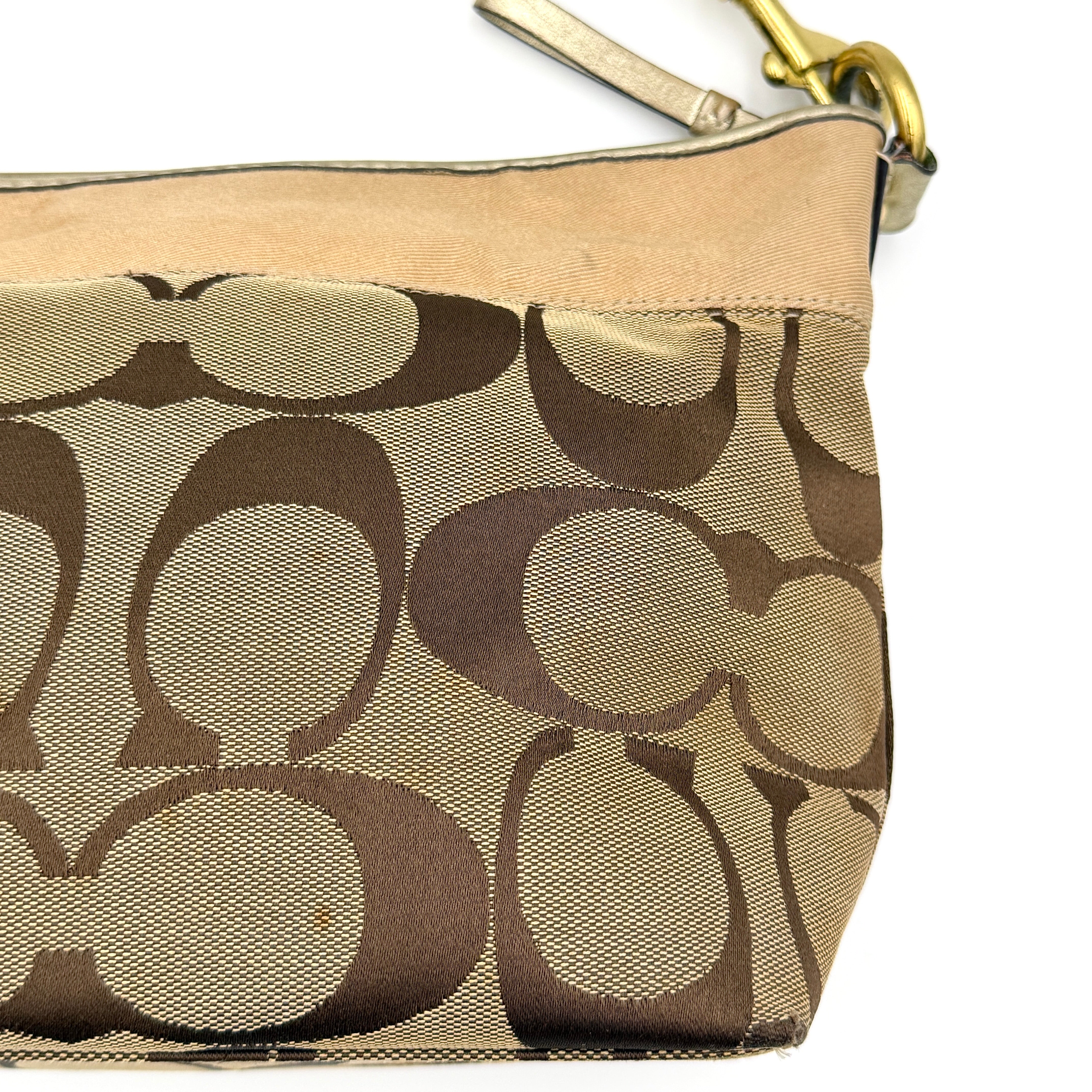 Coach Signature Canvas Shoulder Bag Beige