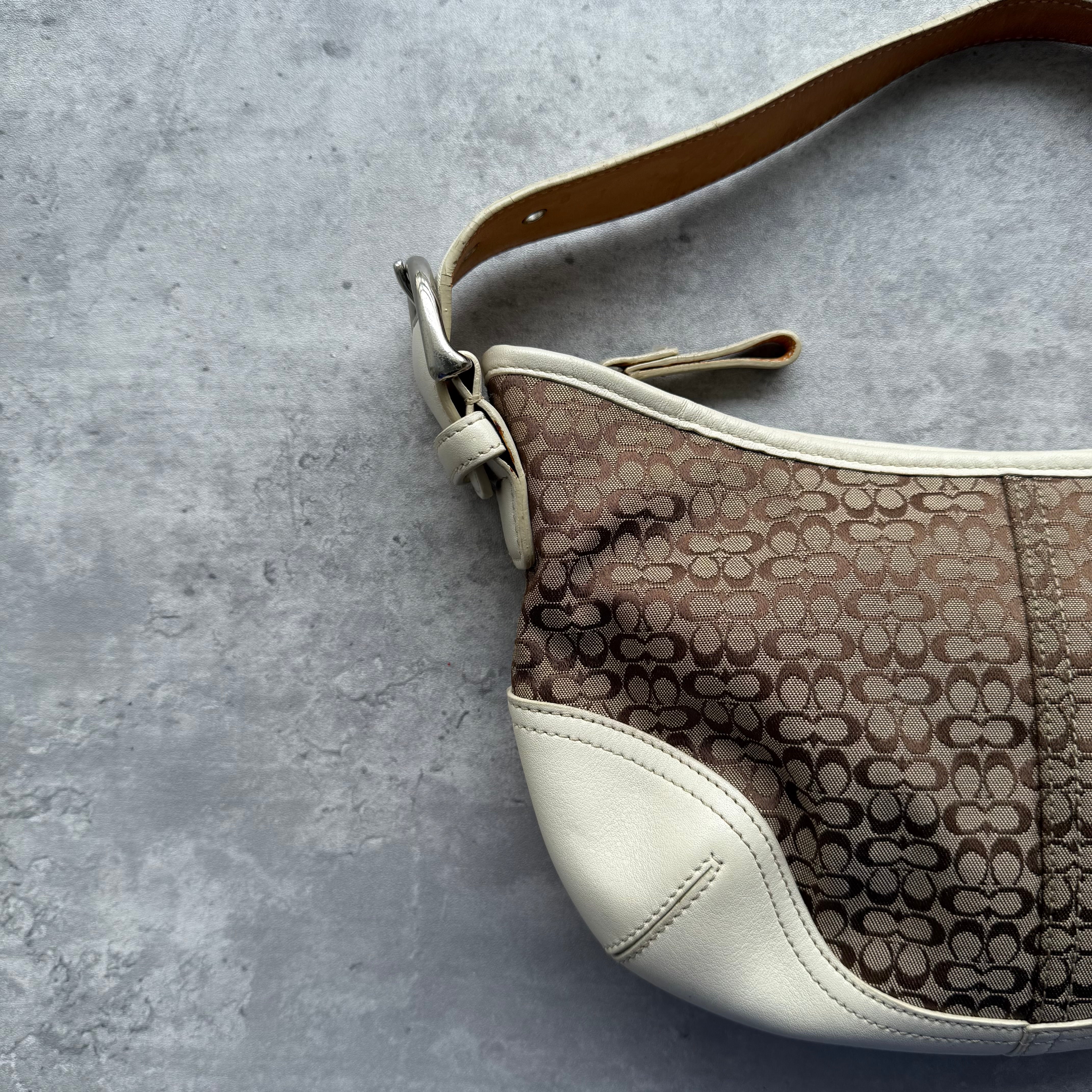 Coach Signature Mini Sufflette Shoulder Bag Beige/White