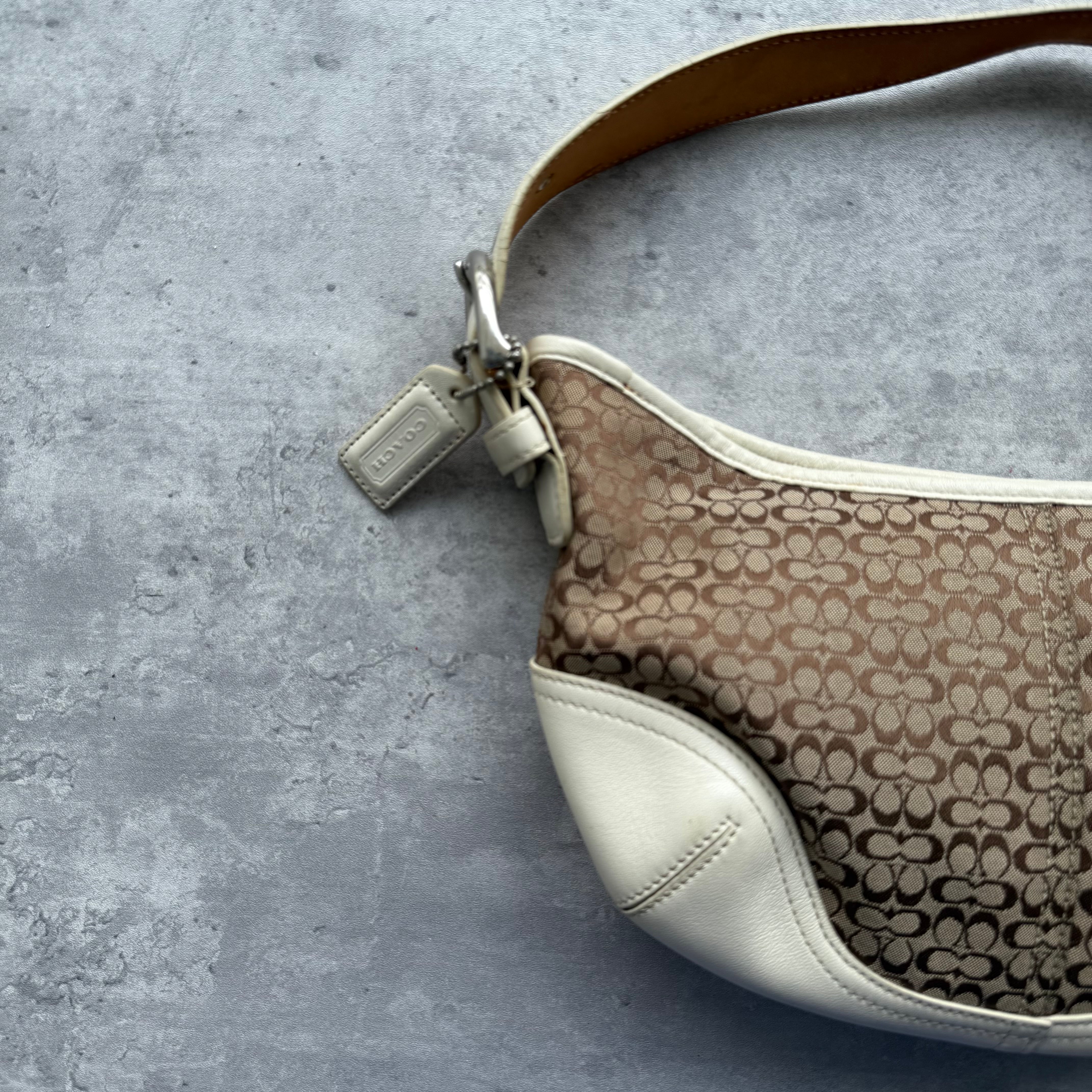 Coach Signature Mini Sufflette Shoulder Bag Beige/White