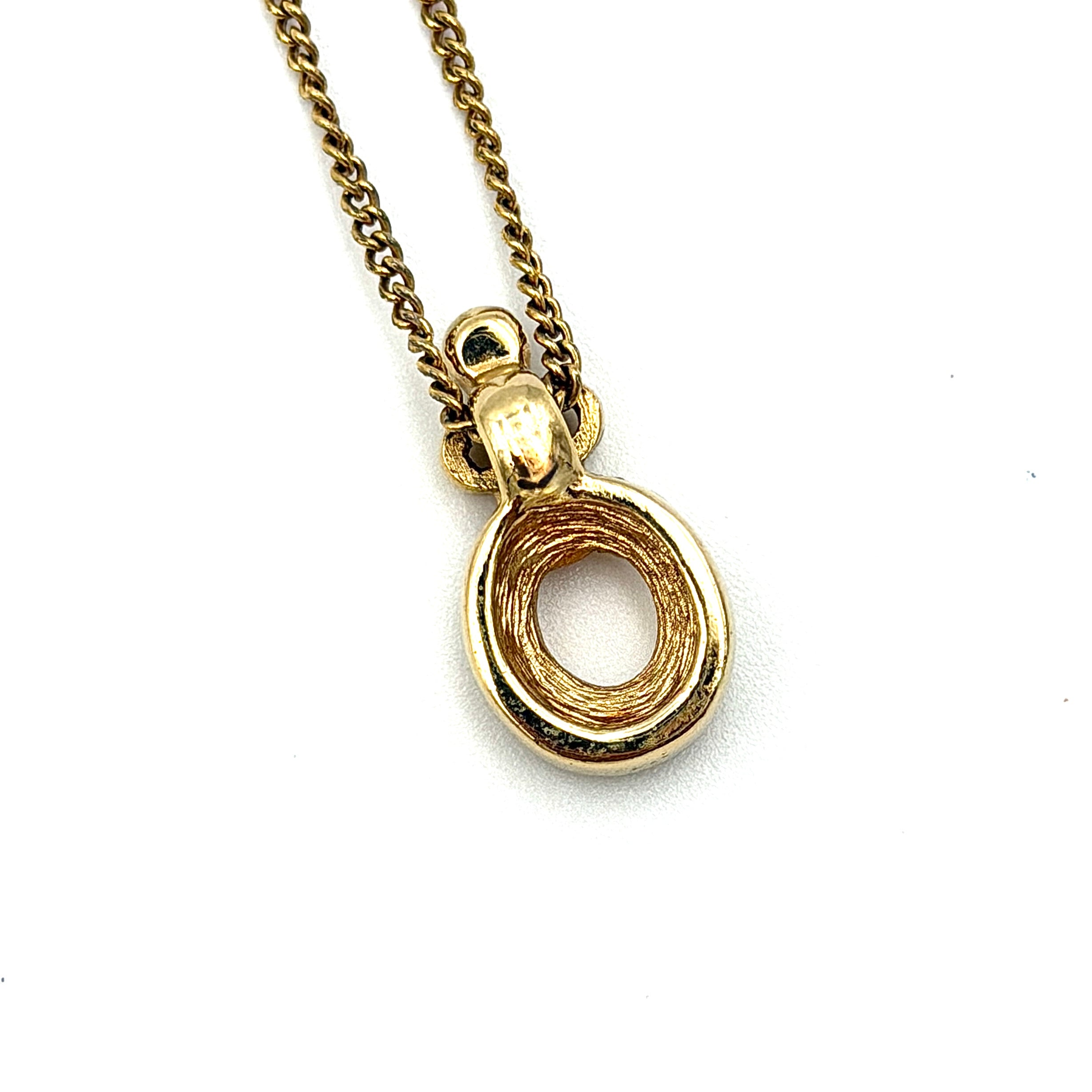 Dior Oval Rhinestone Necklace Gold