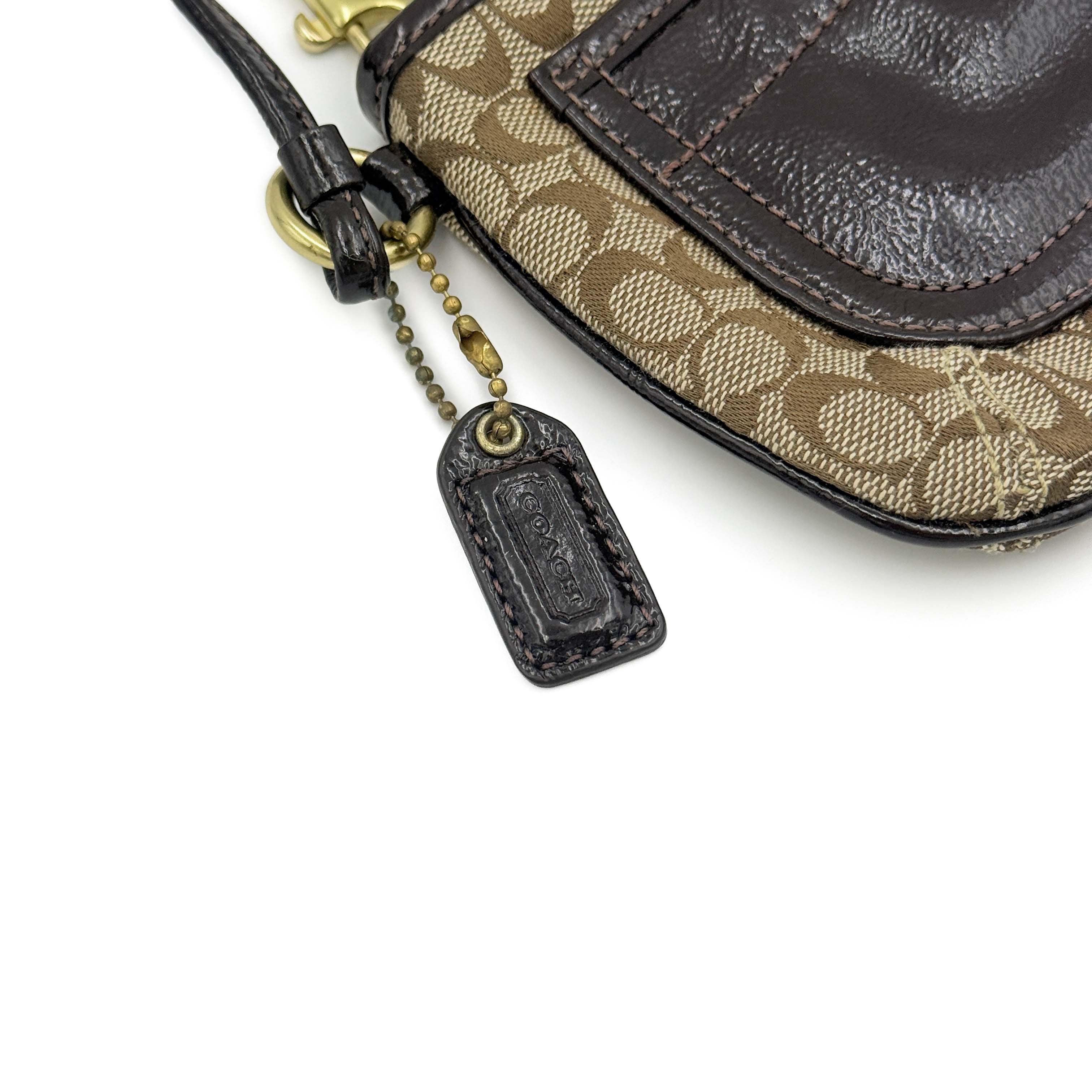 Coach Y2K Signature Wristlet Beige/Brown