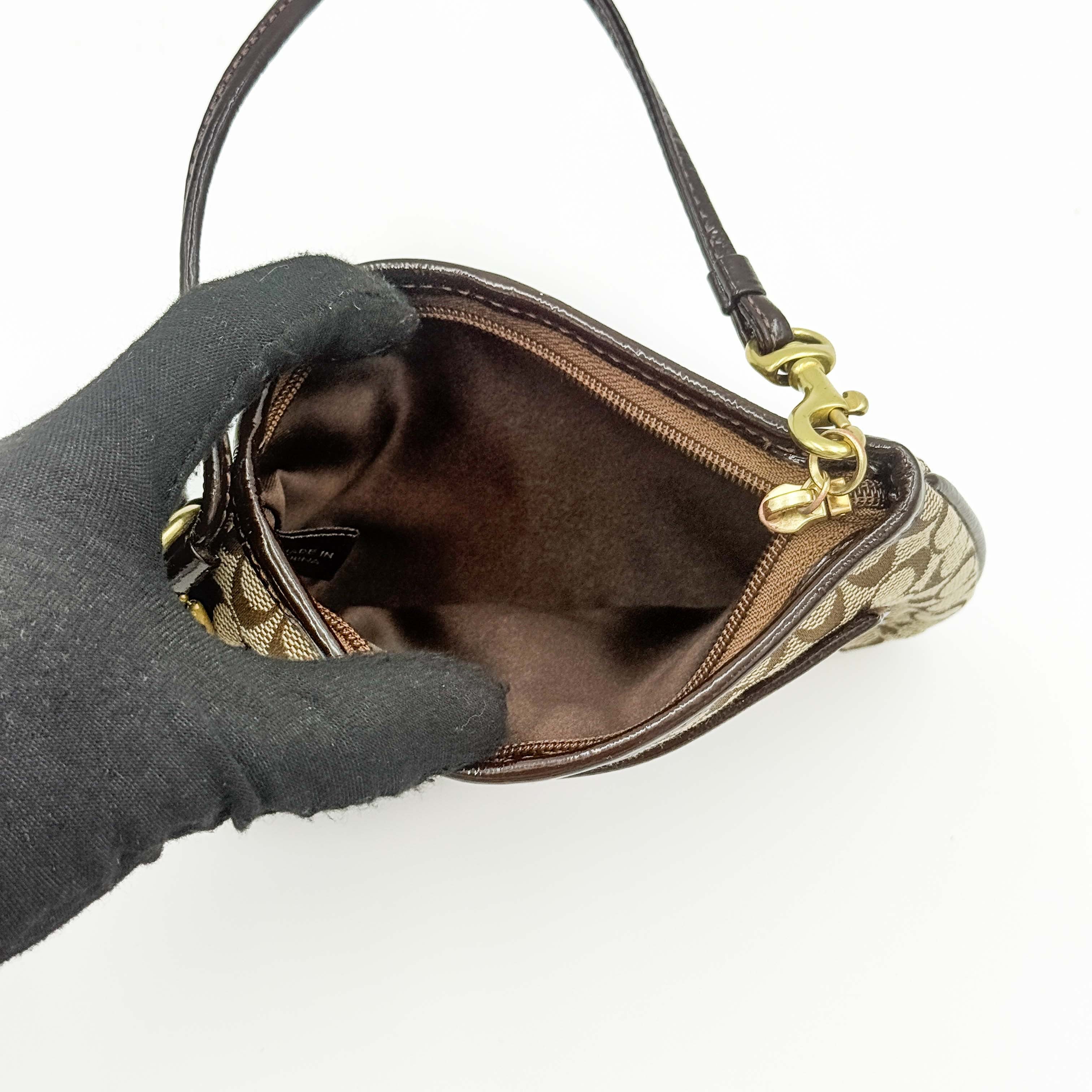 Coach Y2K Signature Wristlet Beige/Brown