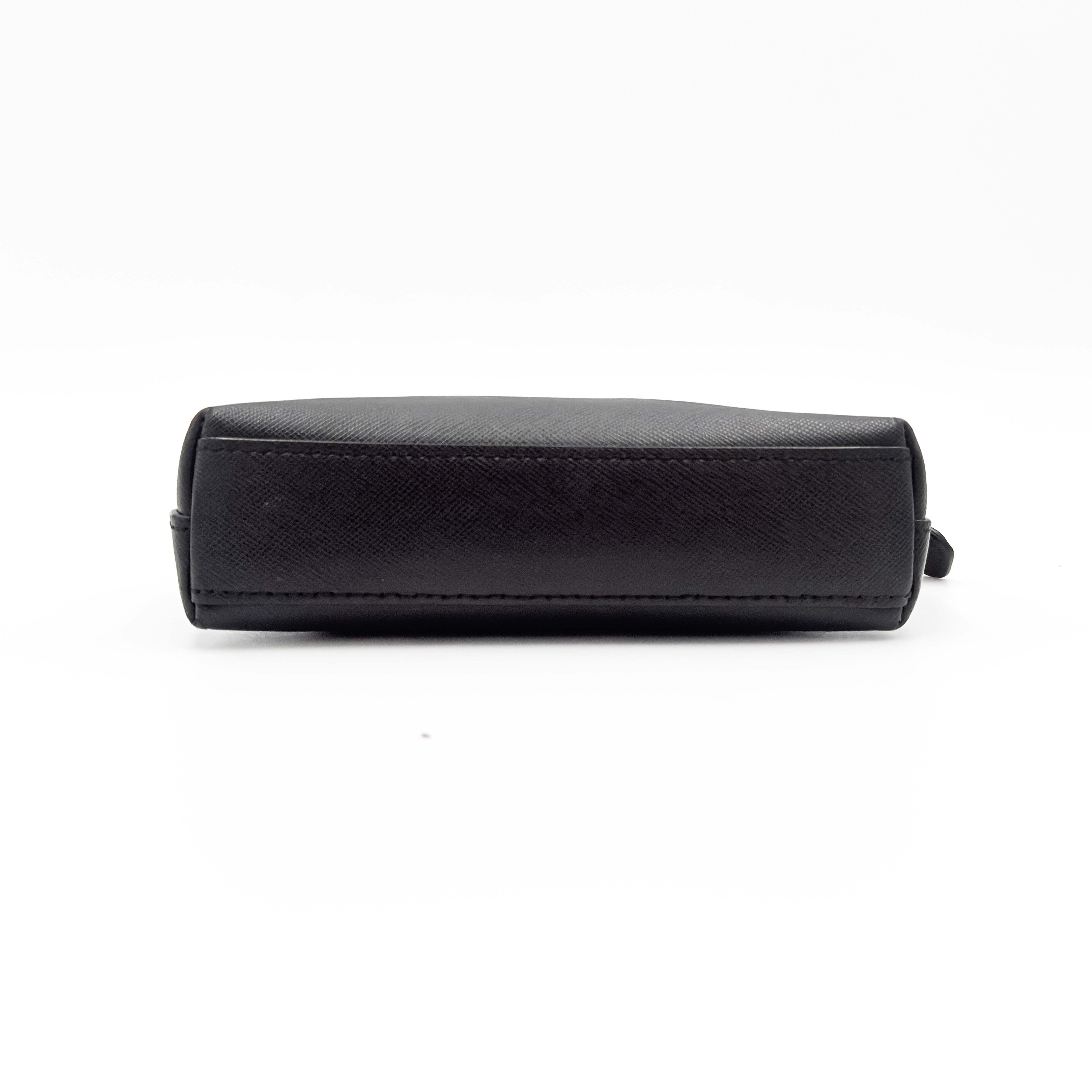 Coach Dome Leather Cosmetic Pouch Black