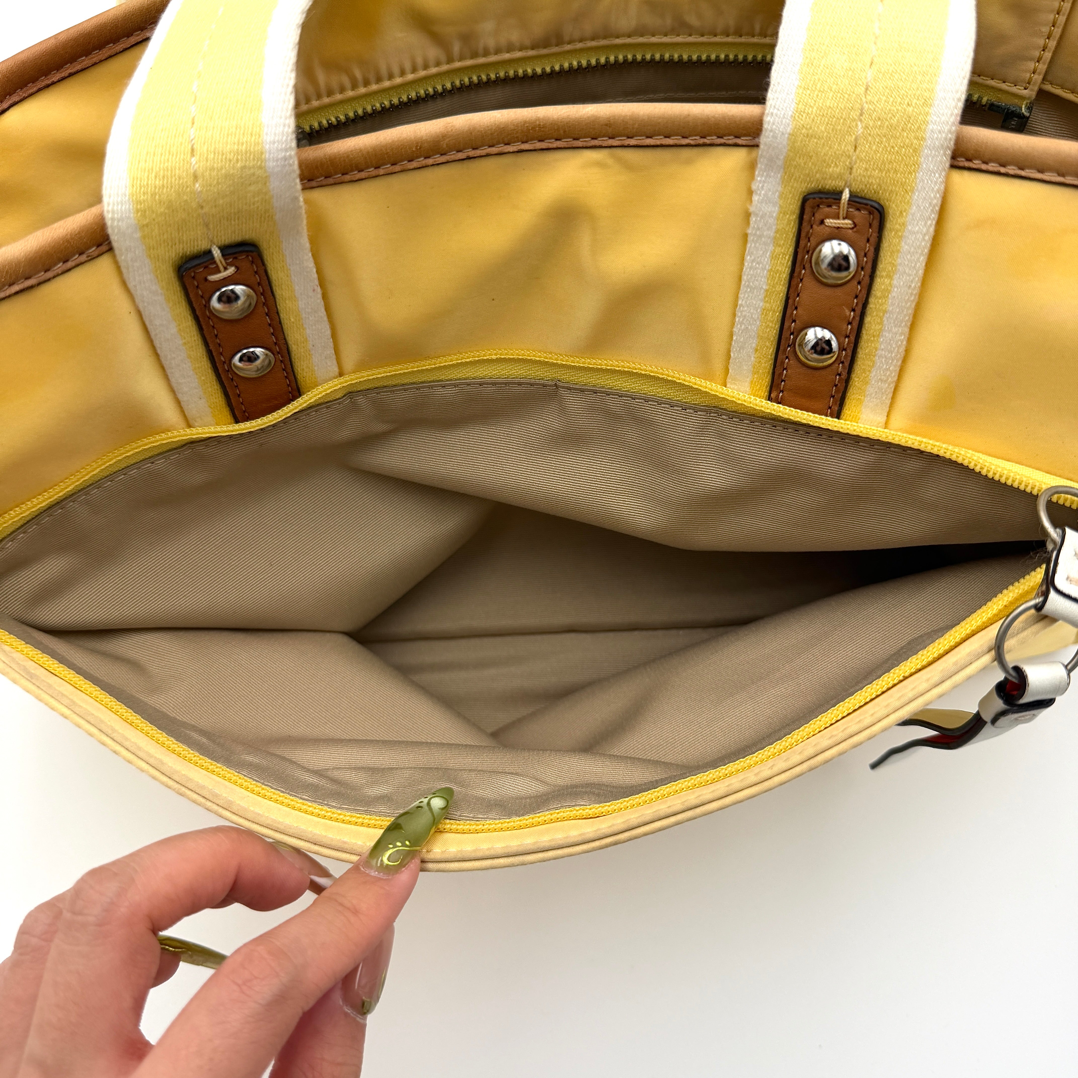 Coach Hampton Sateen Satchel Bag Yellow