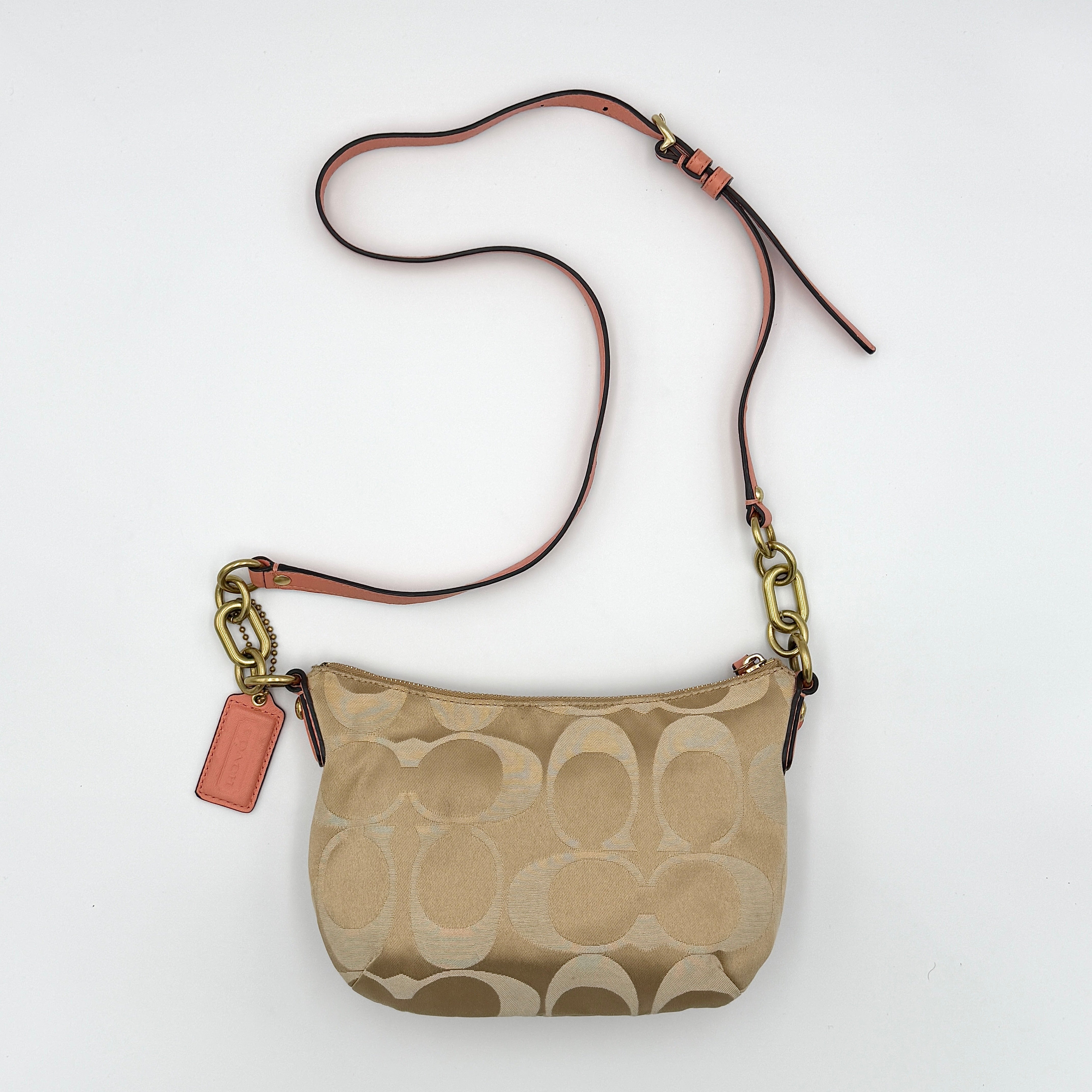 Coach Signature Kristin Crossbody Bag Pink/Beige