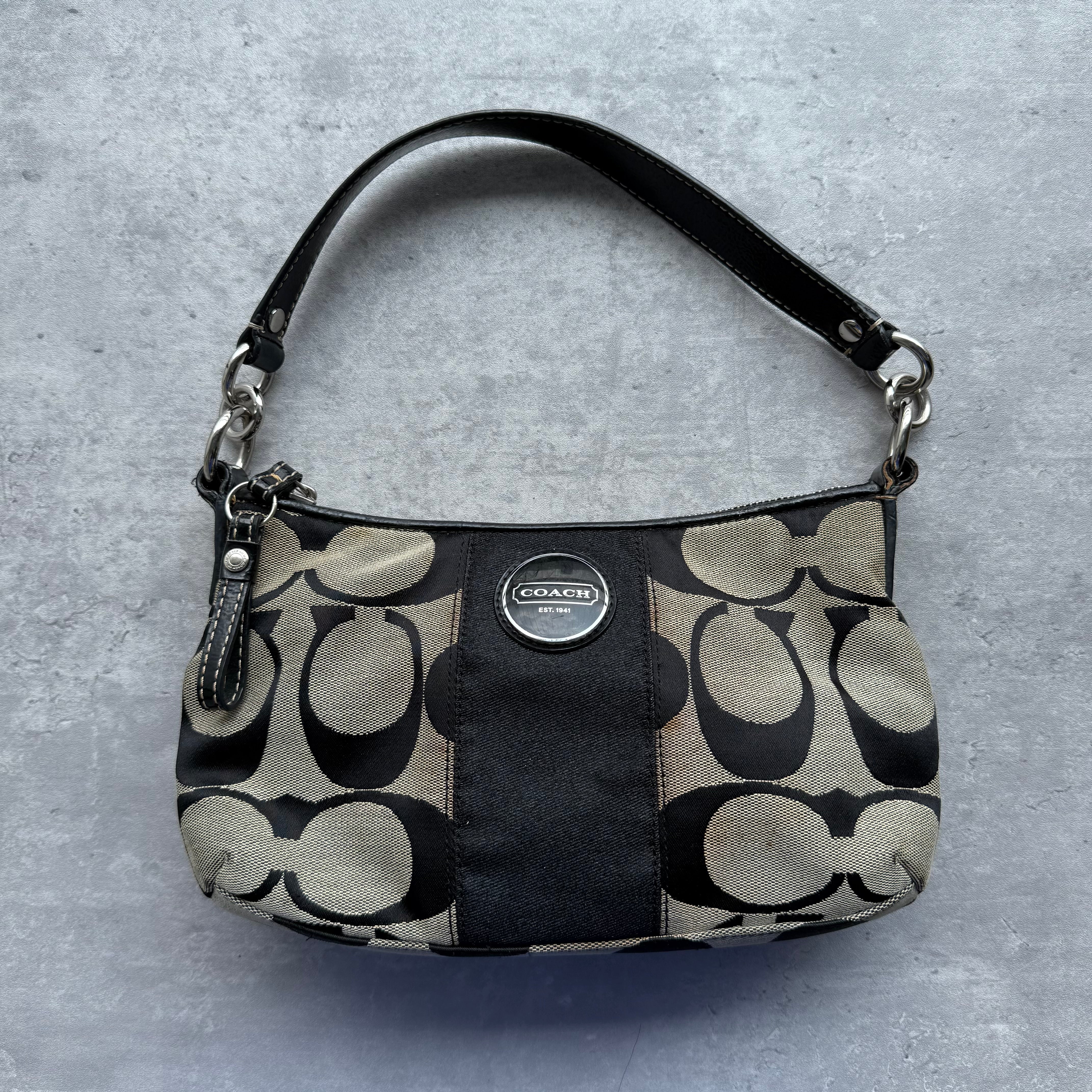 Coach 2Way Signature Stripe ShoulderBag Grey/Black