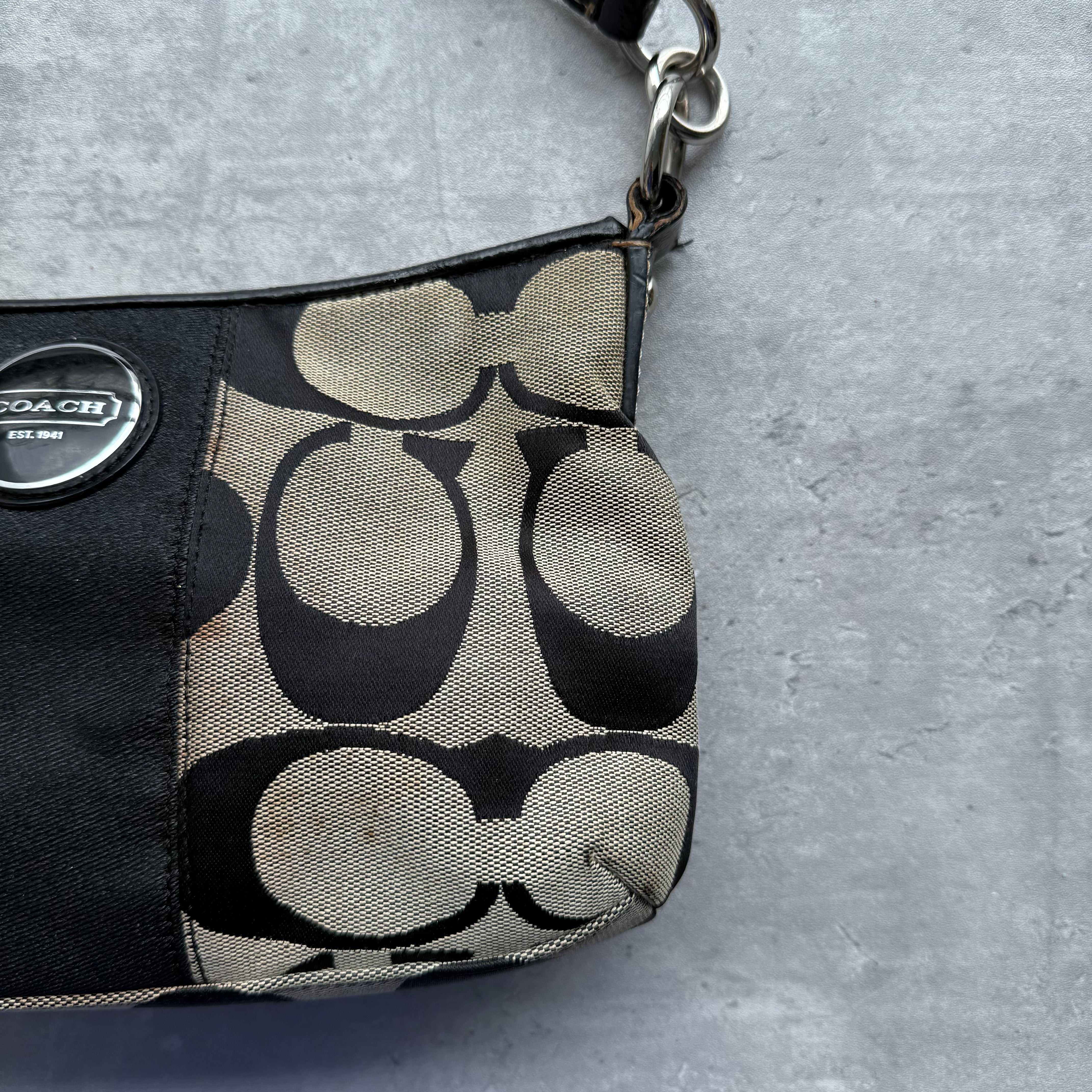 Coach 2Way Signature Stripe ShoulderBag Grey/Black