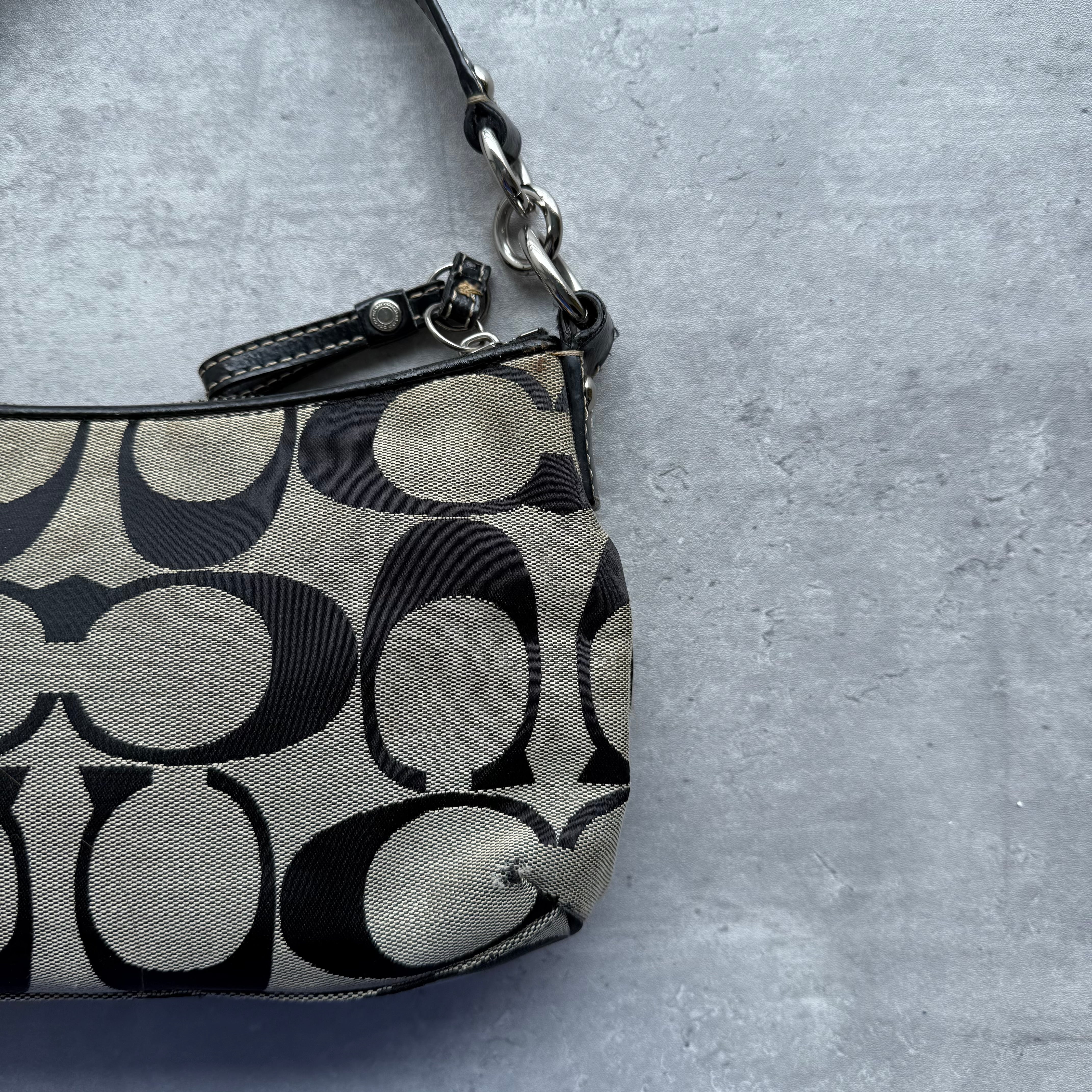 Coach 2Way Signature Stripe ShoulderBag Grey/Black