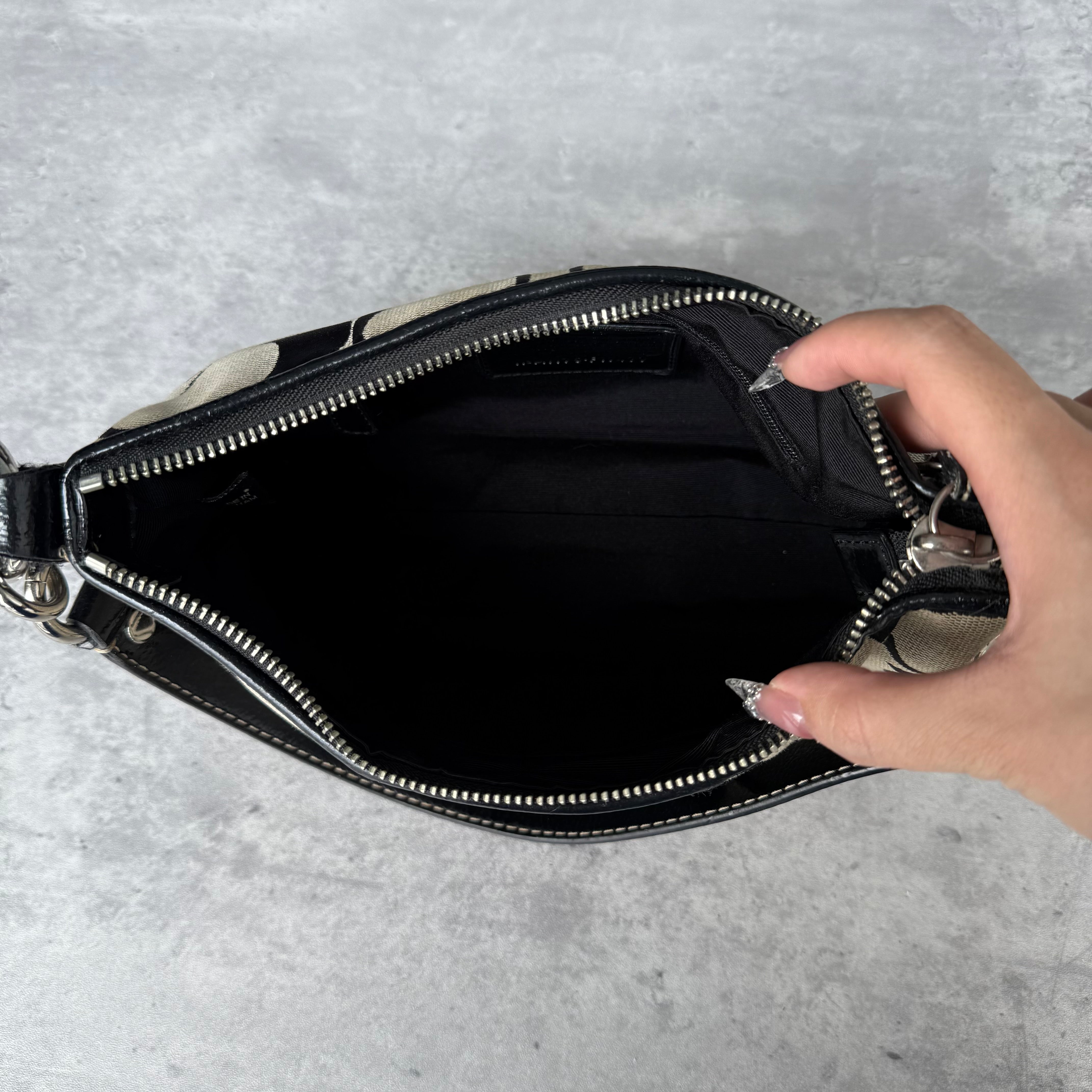 Coach 2Way Signature Stripe ShoulderBag Grey/Black