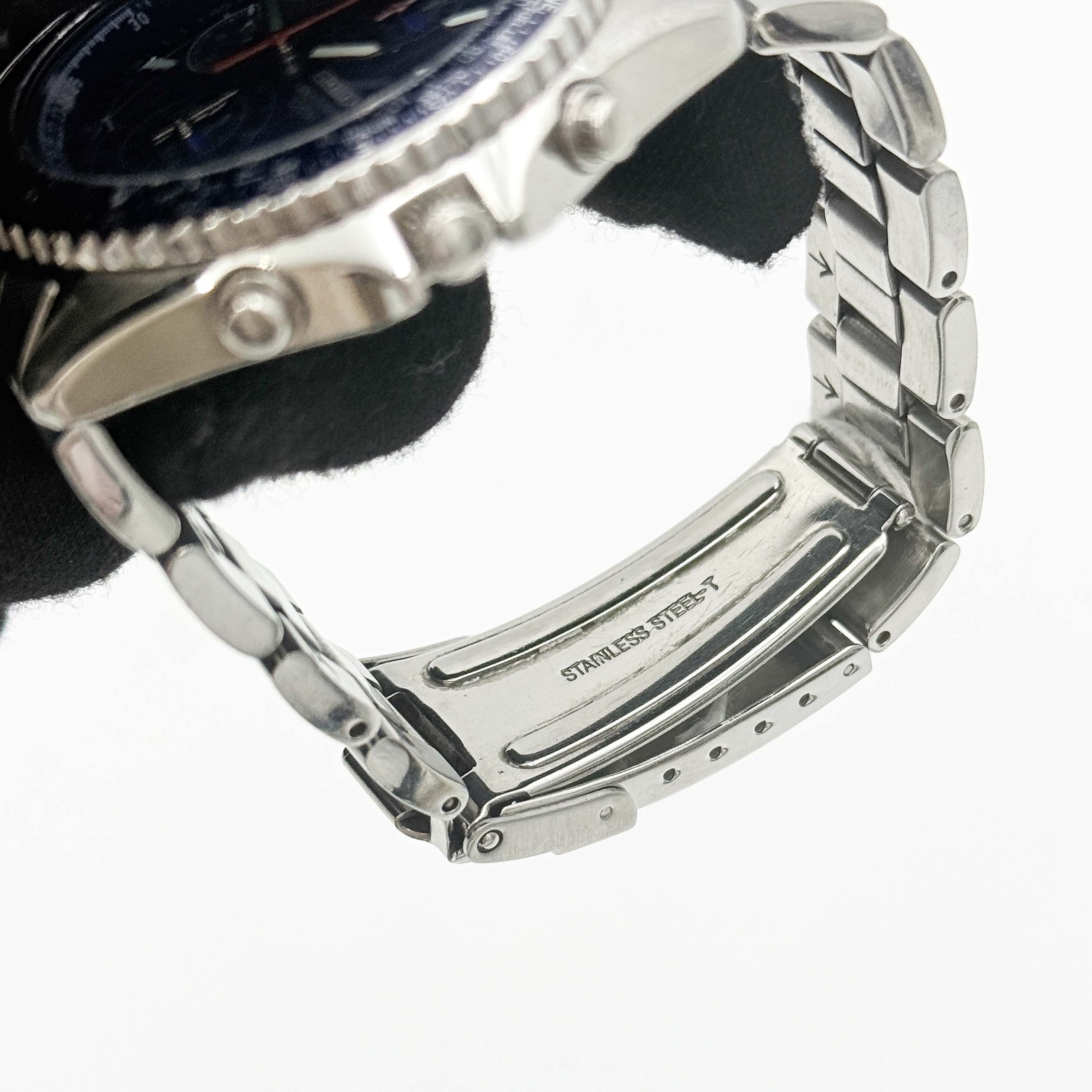 Seiko Flightmaster Pilot Chronograph Blue Dial Stainless Steel Watch