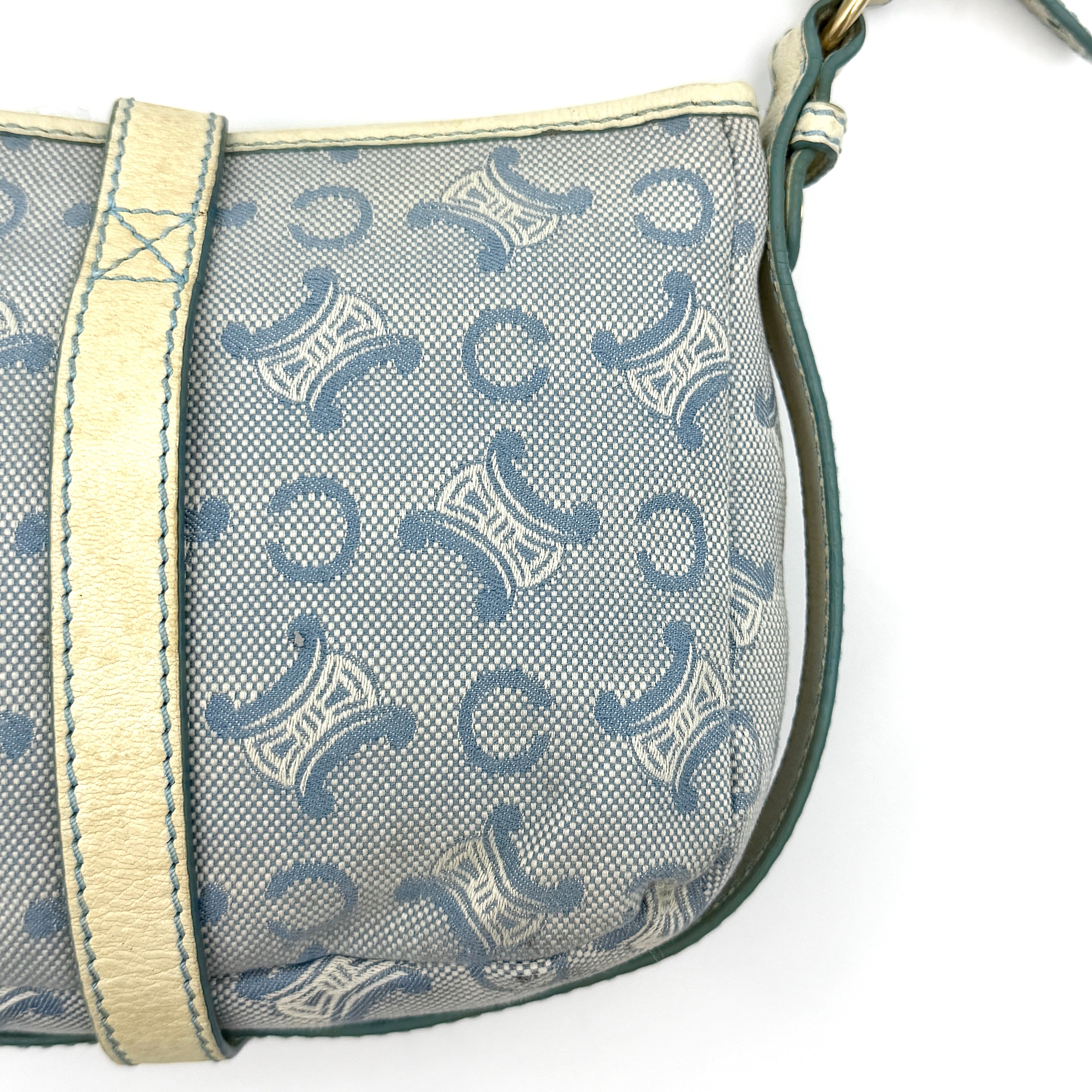 Celine Macdam Canvas Crossbody Bag Blue/White