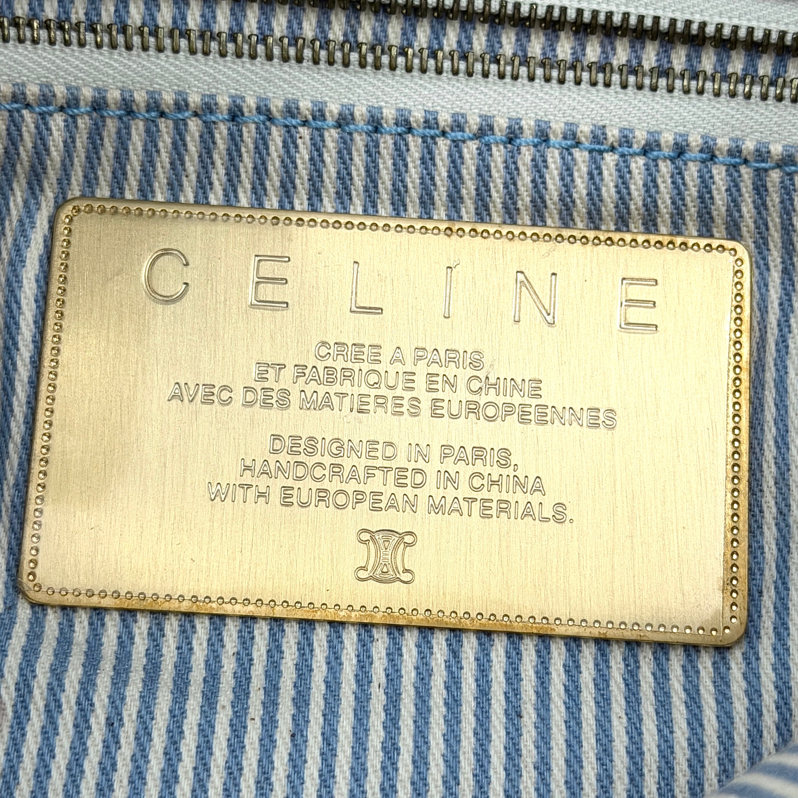 Celine Macdam Canvas Crossbody Bag Blue/White