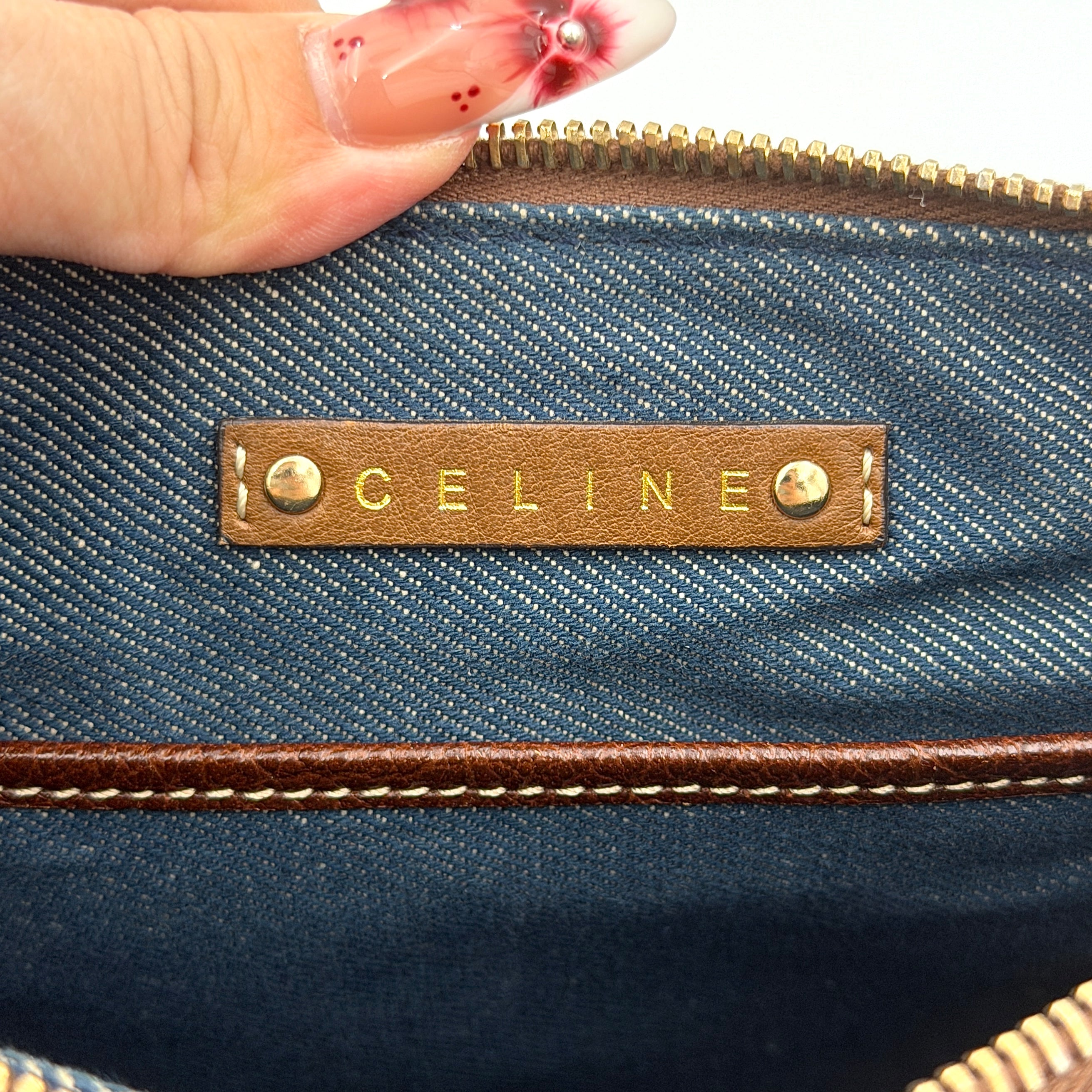 Celine Macadam PVC Shoulder Bag Grey/Brown