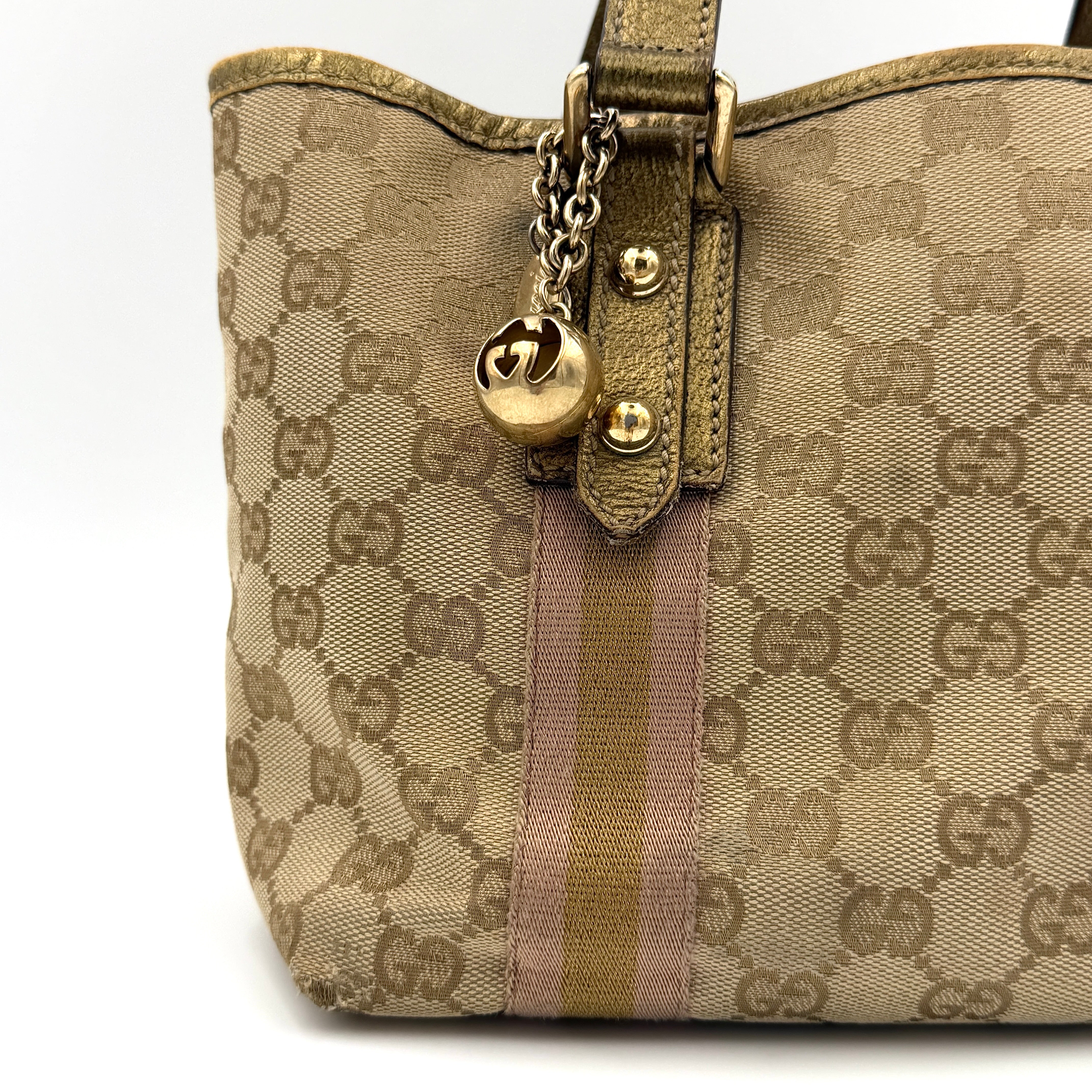 Gucci GG Canvas Mini Jolicoeur Shoulder Bag Beige/Gold