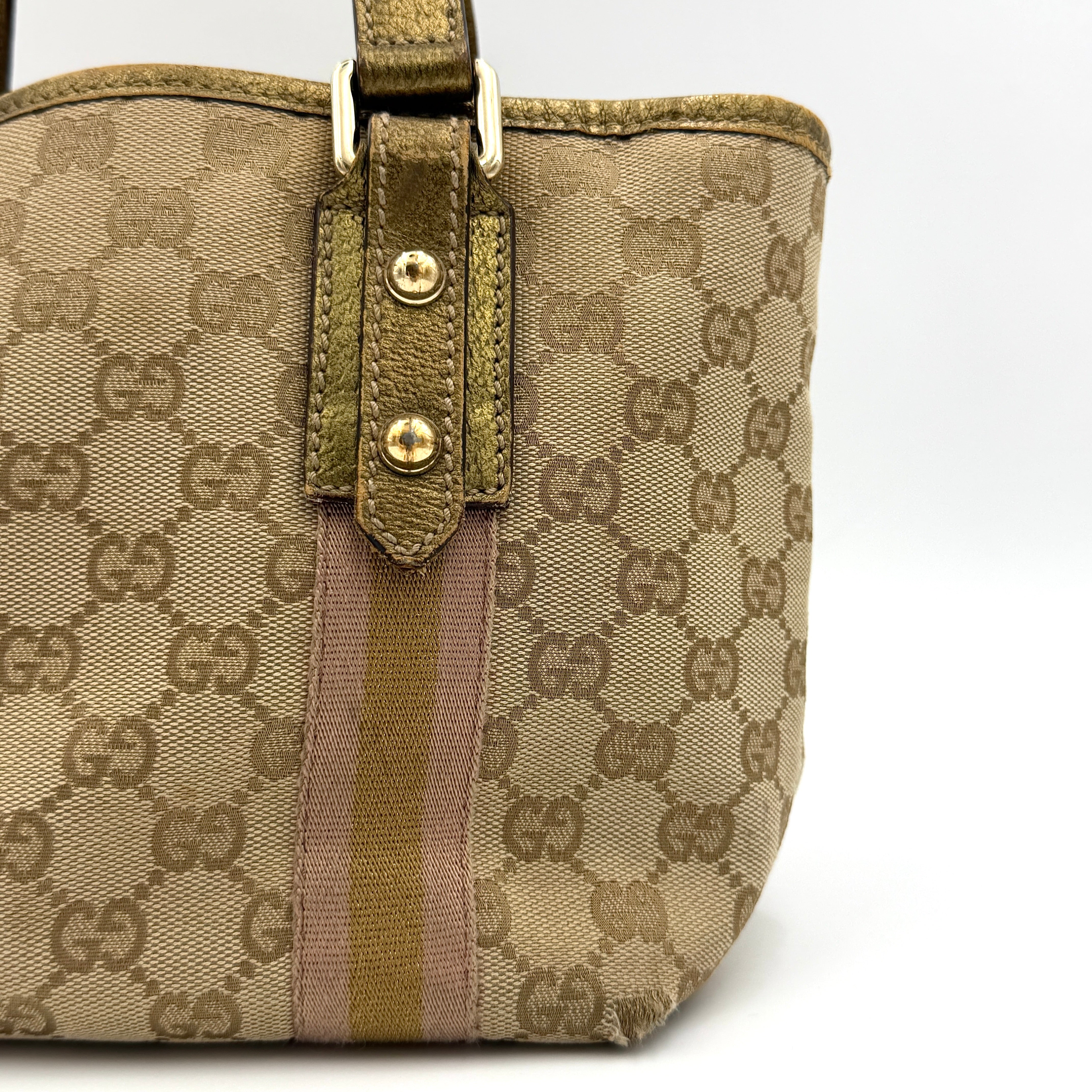 Gucci GG Canvas Mini Jolicoeur Shoulder Bag Beige/Gold